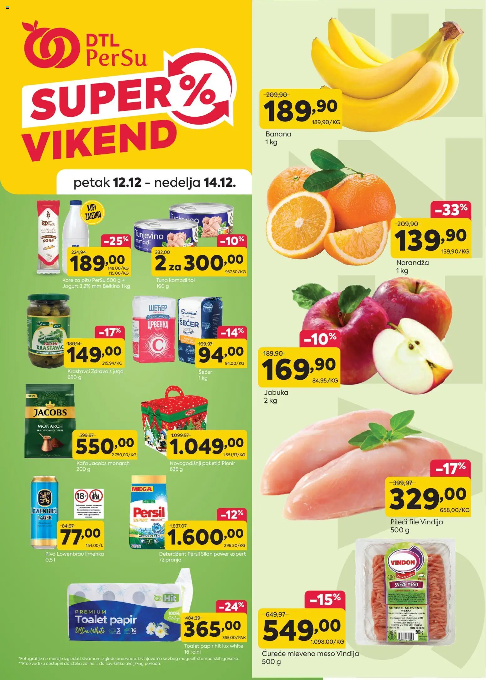 PerSu katalog - važi od 12.12.2025 | Strana: 1 | Proizvode: Deterdžent, Krastavac, Mleveno meso, Toalet papir