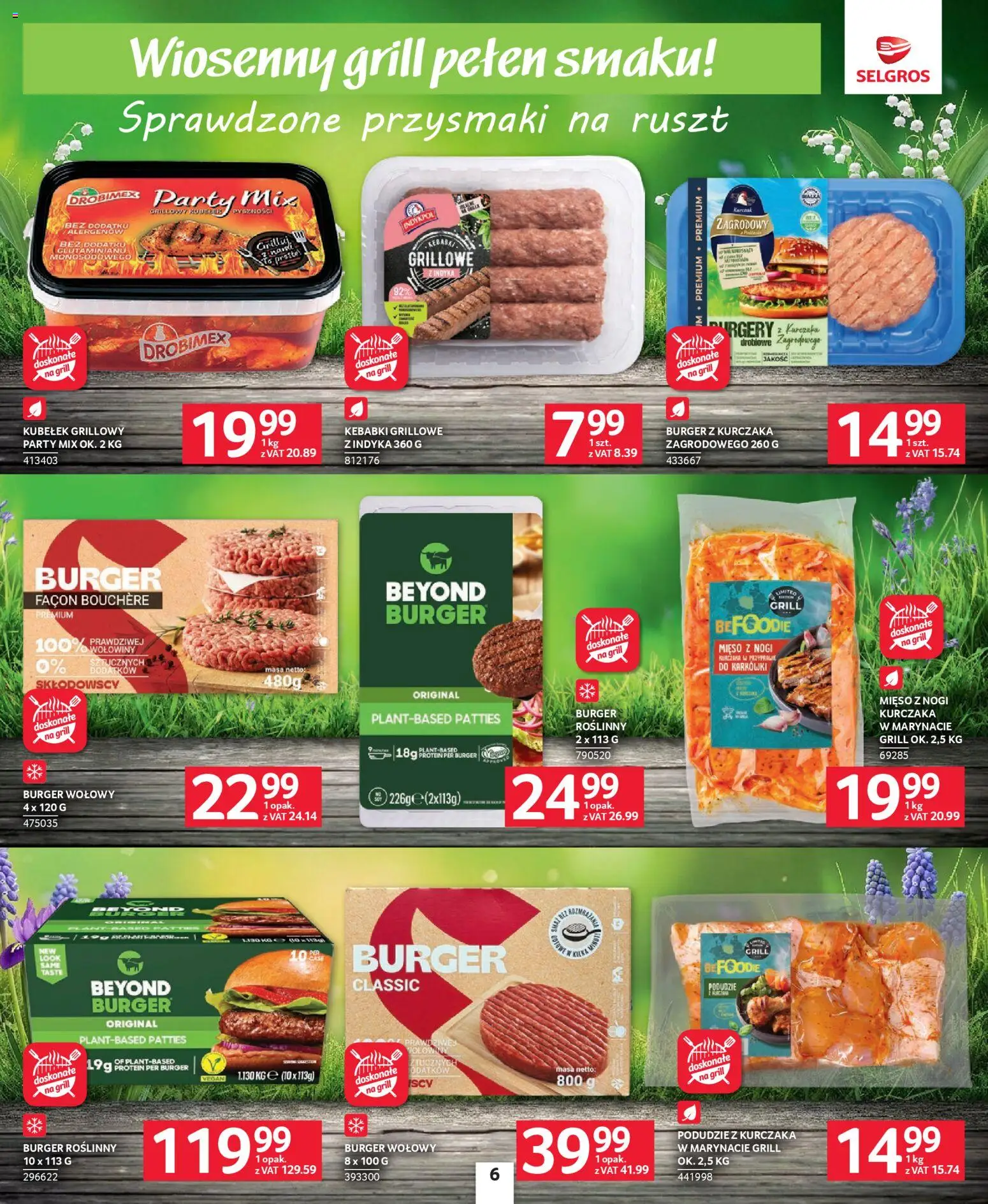 Selgros cash&carry gazetka - Grillowanie od 23.04.2026 | Strona: 6 | Produkty: Burger wołowy, Podudzie z kurczaka, Grill, Ruszt