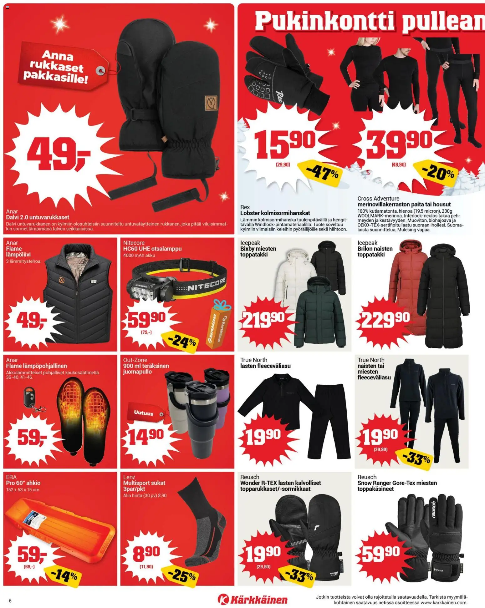 Kärkkäinen tarjoukset – voimassa 05.11.2025 alkaen | Sivu: 6 | Tuotteet: Akku, Paita, Housut, Toppatakki