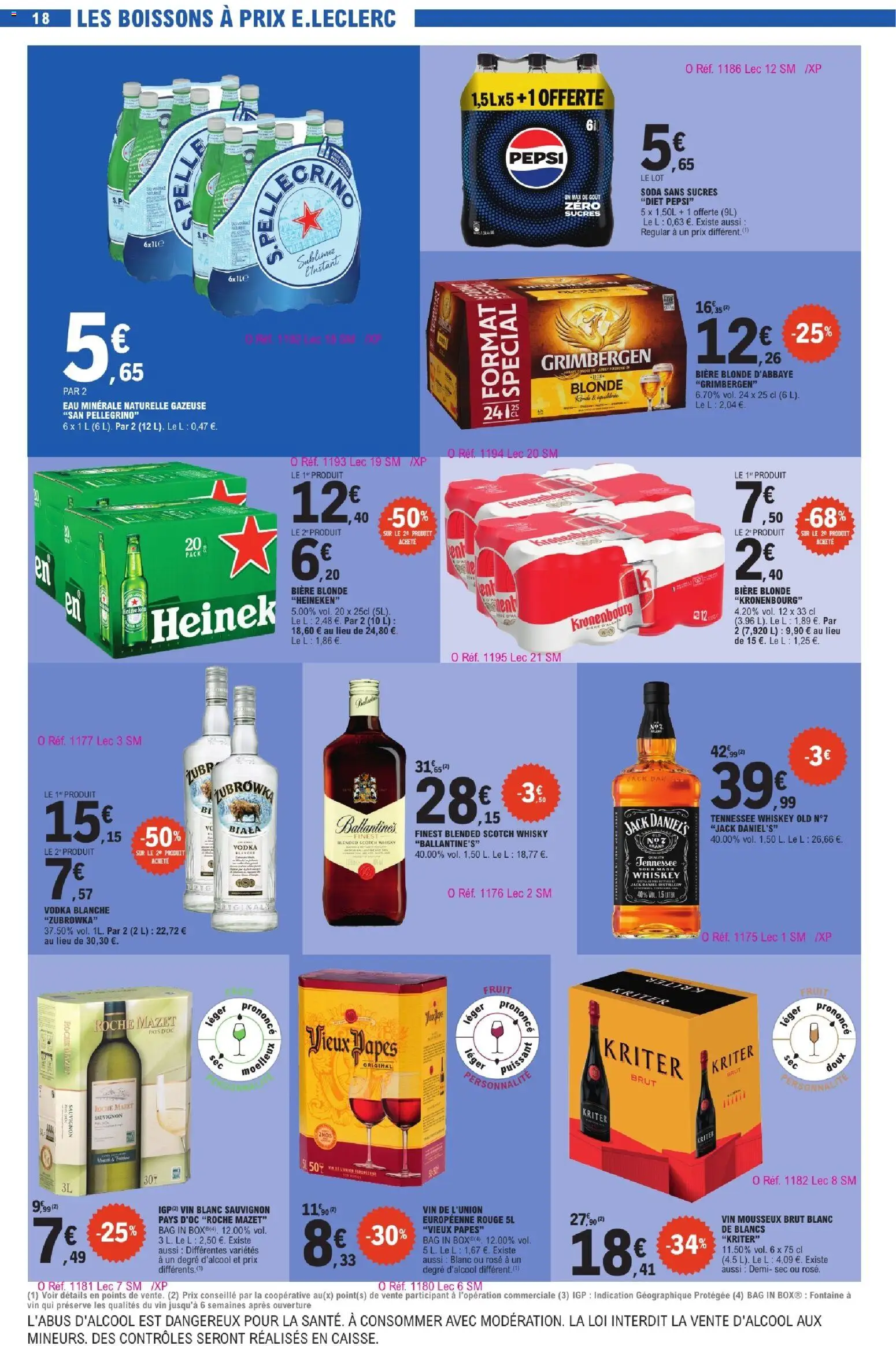 {H1} | Page: 18 | Produits: Vin mousseux, Eau minérale, Vin, Bière