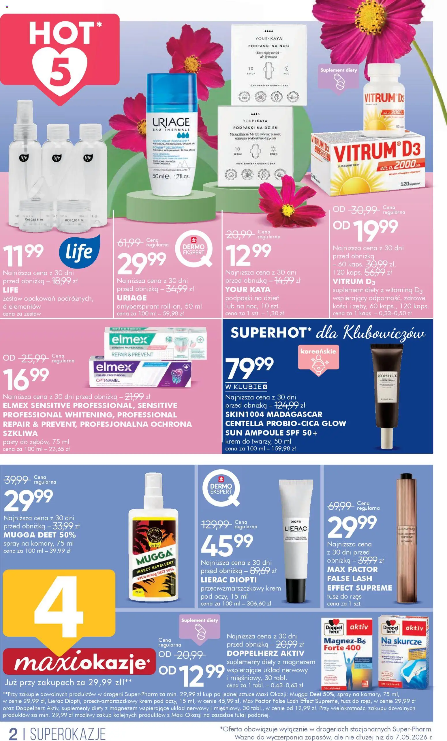 Super-pharm gazetka od 24.04.2026 | Strona: 2 | Produkty: Podpaski, Tusz do rzęs, Antyperspirant, Podpaski na noc