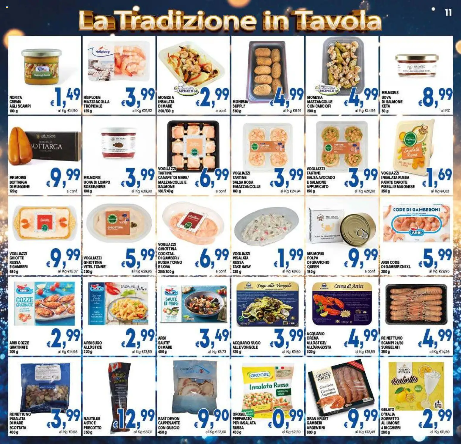 Volantino DEM del 27.12.2025 | Pagina: 11 | Prodotti: Salmone, Vongole, Gelato, Salsa