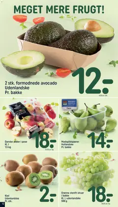 Grønne stenfri druer i bakke KI. I, udenlandske, Green seedless grapes in tray, Class I, foreign, 500 g gyldig fra 11.01.2026 | Side: 12 | Produkter: Æbler, Kiwi, Avocado, Pærer