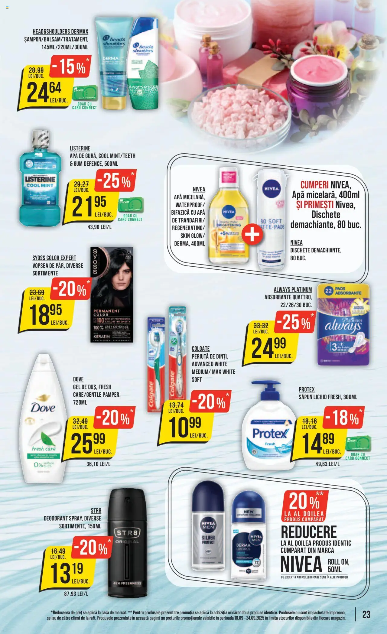 Noul catalog Mega Image – valabil de la 18.09.2025 | Pagină: 23 | Produse: Săpun, Deodorant, Absorbante, Apă