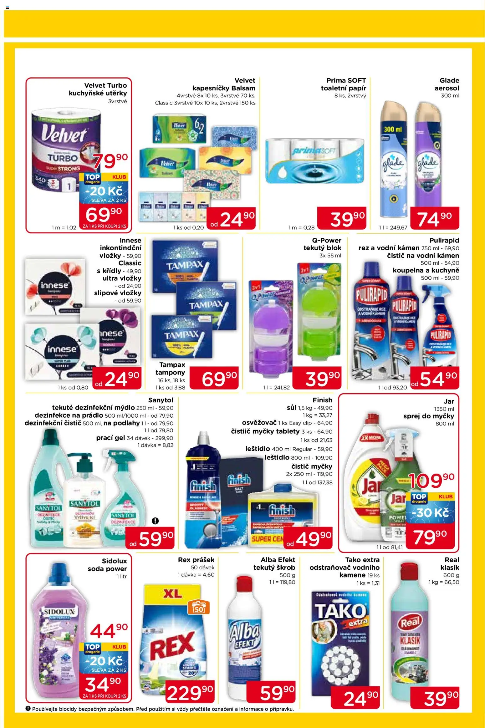 Top drogerie leták od 30.04.2026 | Strana: 3 | Produkty: Škrob, Utěrky, Velvet, Koupelna