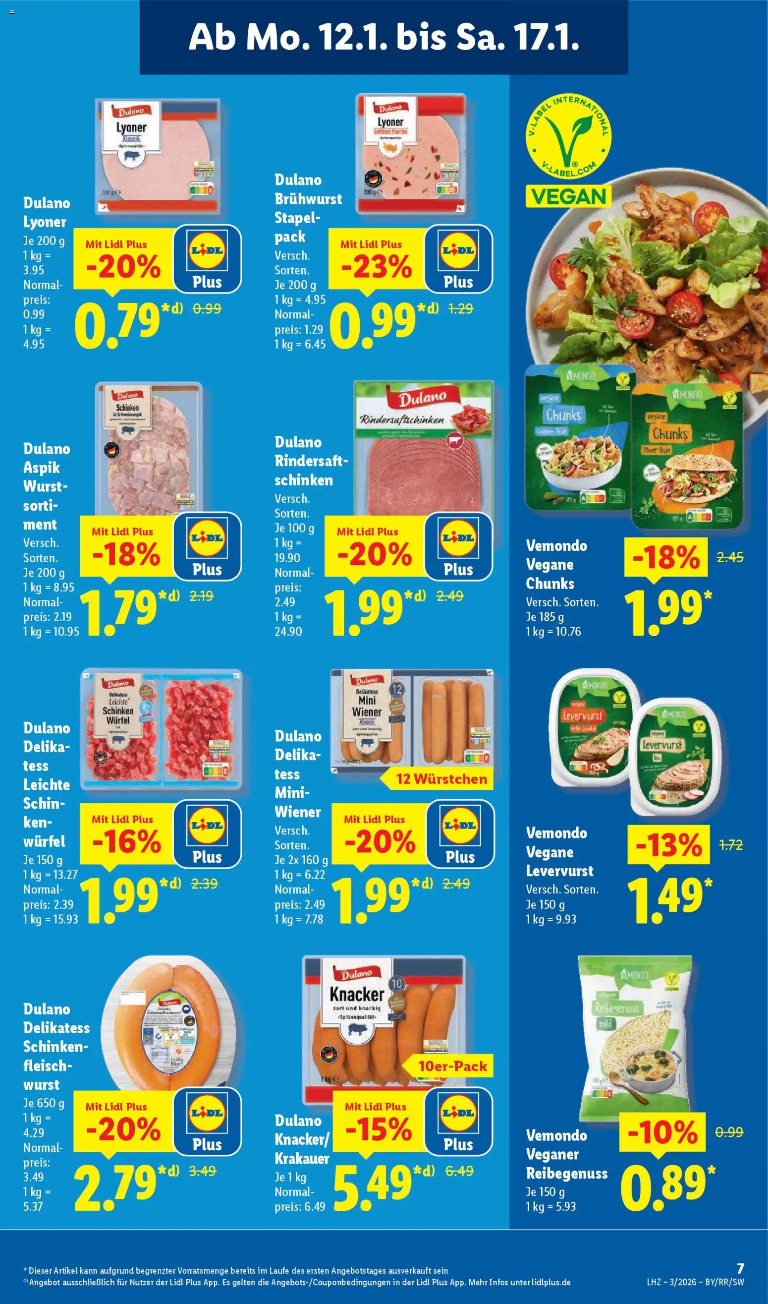 Lidl Prospekt Traunreut – gültig ab 12.01.2026 | Seite: 21 | Produkte: Wurst, Schinken, Fleisch