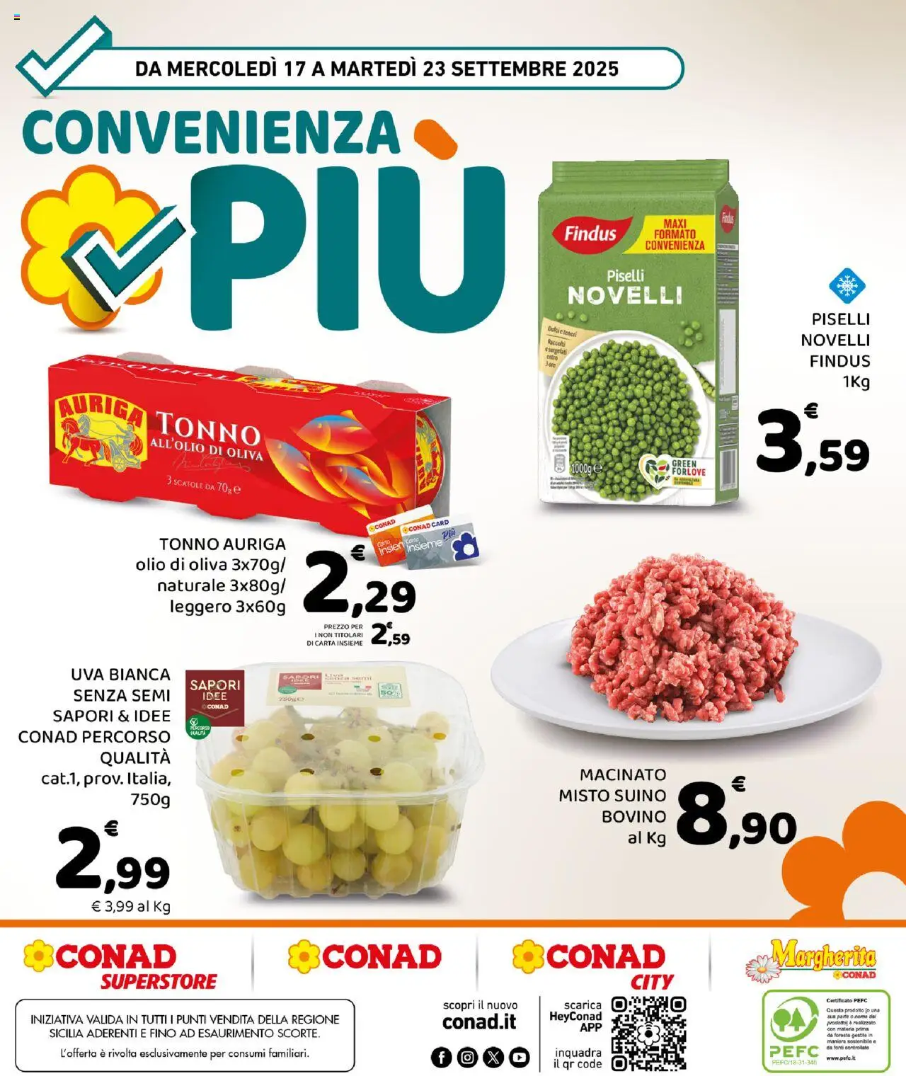 Volantino Conad del 17.09.2025 | Pagina: 8 | Prodotti: Suino, Uva, Tonno, Macinato