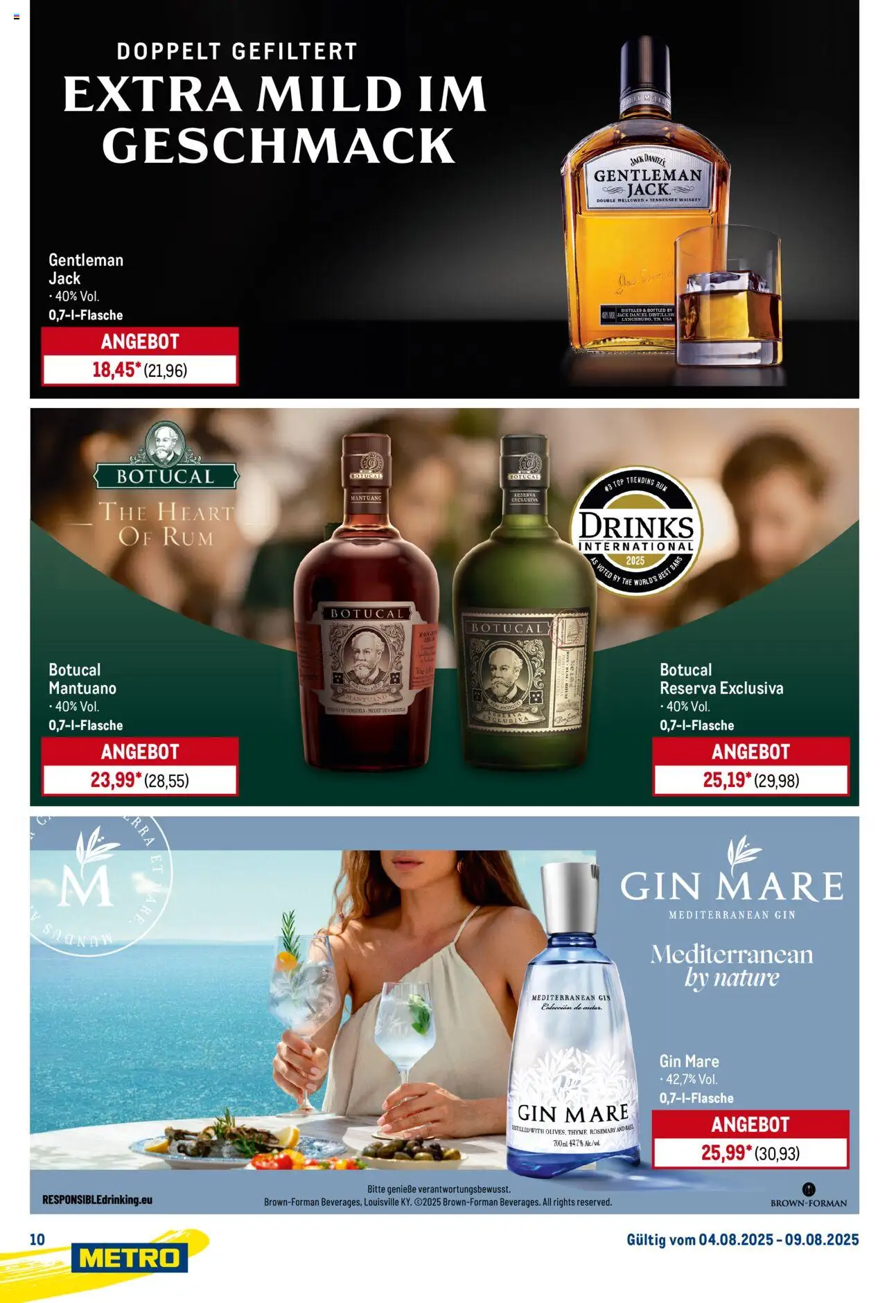 Metro Starke Marken - gültig ab dem 04.08.2025 | Seite: 10 | Produkte: Top, Rum, Gin, Whiskey