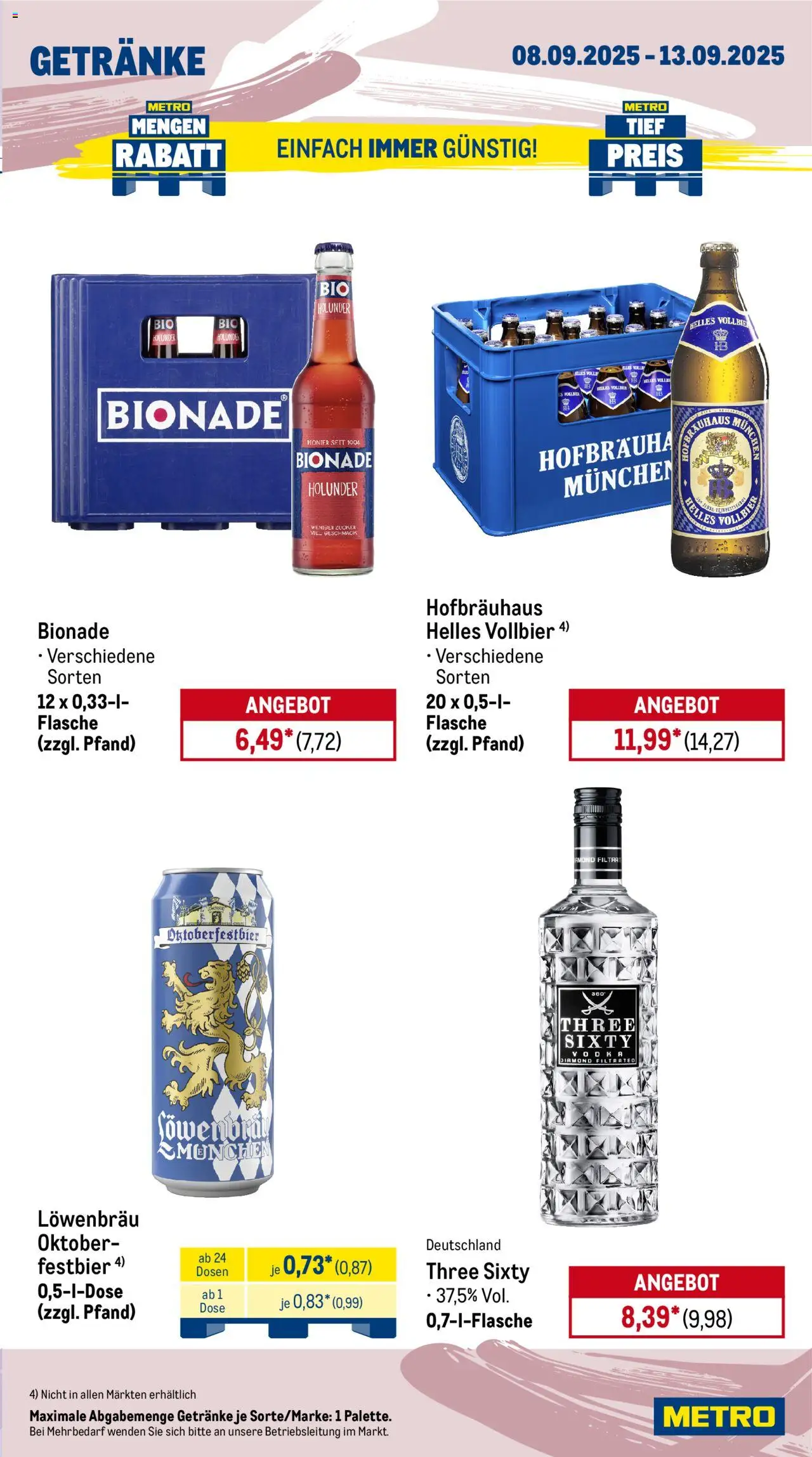 Metro Prospekt 	 – gültig ab 08.09.2025 | Seite: 13 | Produkte: Bionade, Zucker, Vodka
