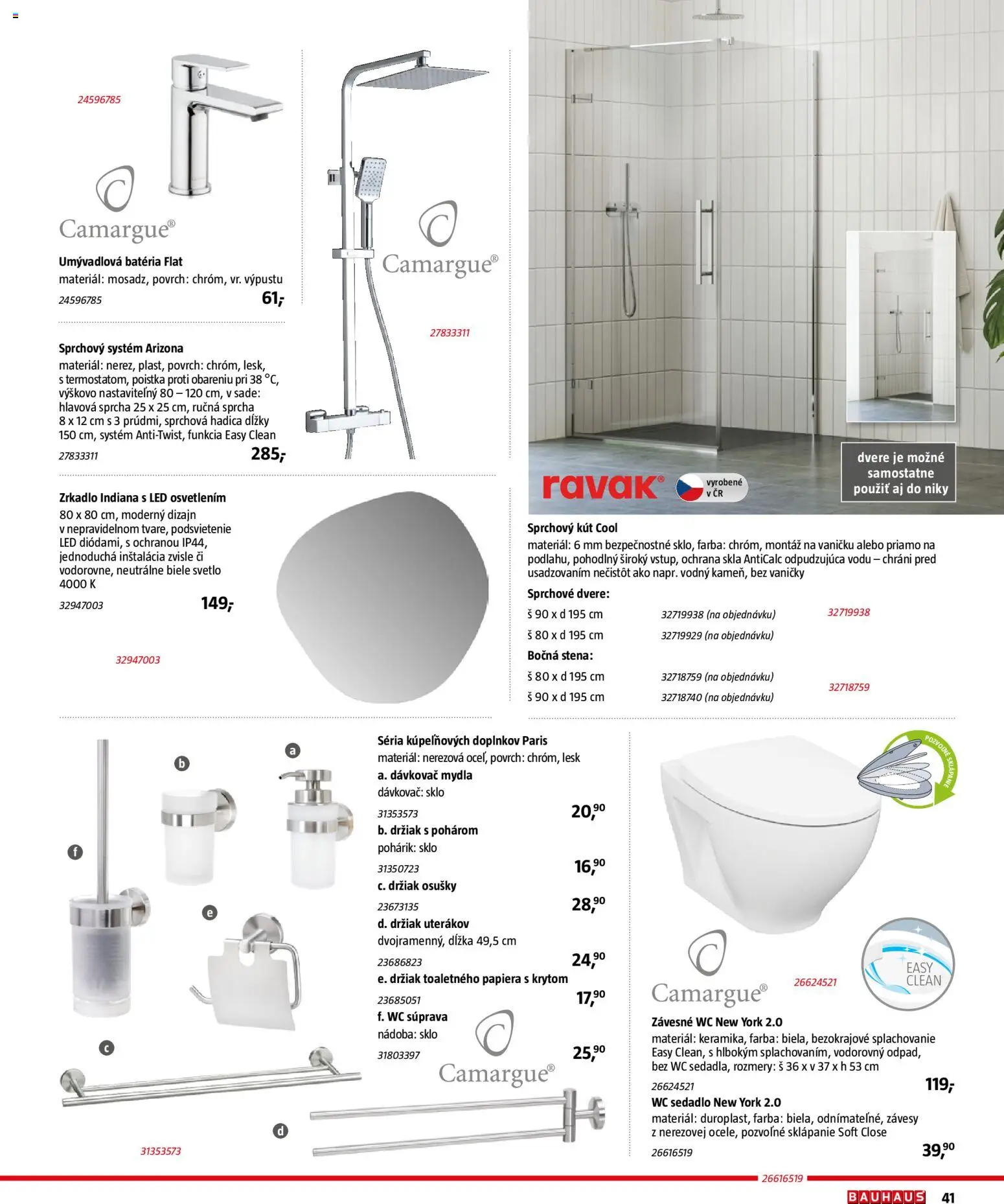 Nové Bauhaus akcie – leták je platný od 15.12.2025 | Strana: 41 | Produkty: Sprchové dvere, Závesy, Zrkadlo, Sprchový kút