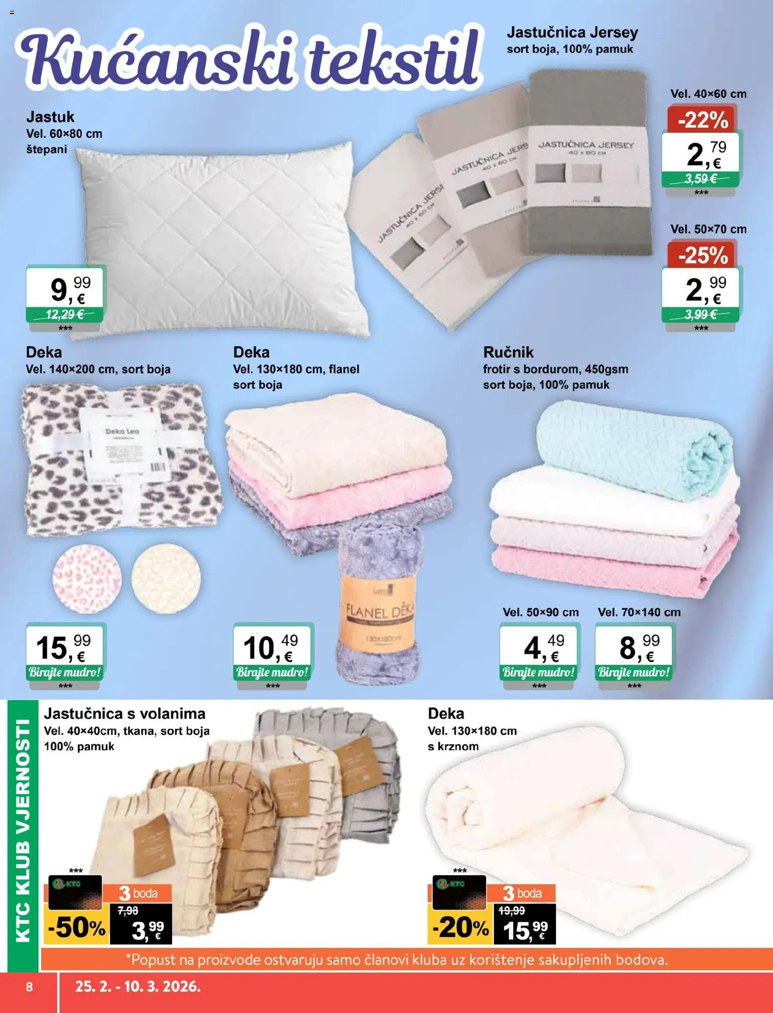 KTC katalog | vrijedi od 25.02.2026 | Stranica: 8 | Proizvodi: Jastuk, Ručnik, Jastučnica, Deka