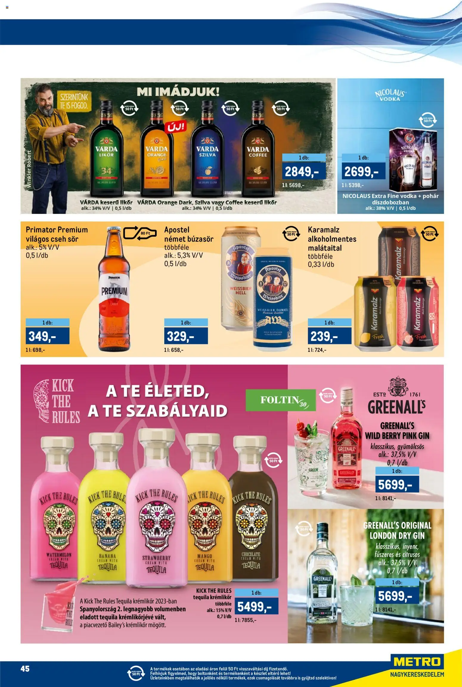 Metro akciós ujság - amely érvényes a következő dátumtól: 15.11.2025 | Oldal: 45 | Termékek: Krémlikőr, Tequila, Likőr, Mangó