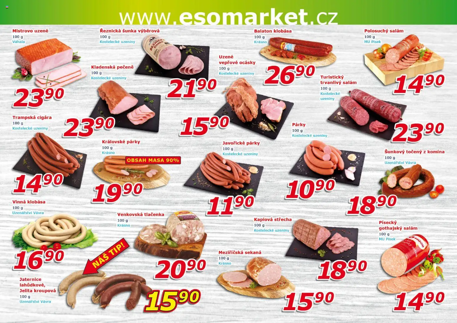 Eso market leták od 12.11.2025 | Strana: 2 | Produkty: Písek, Vinná klobása, Klobása, Tlačenka