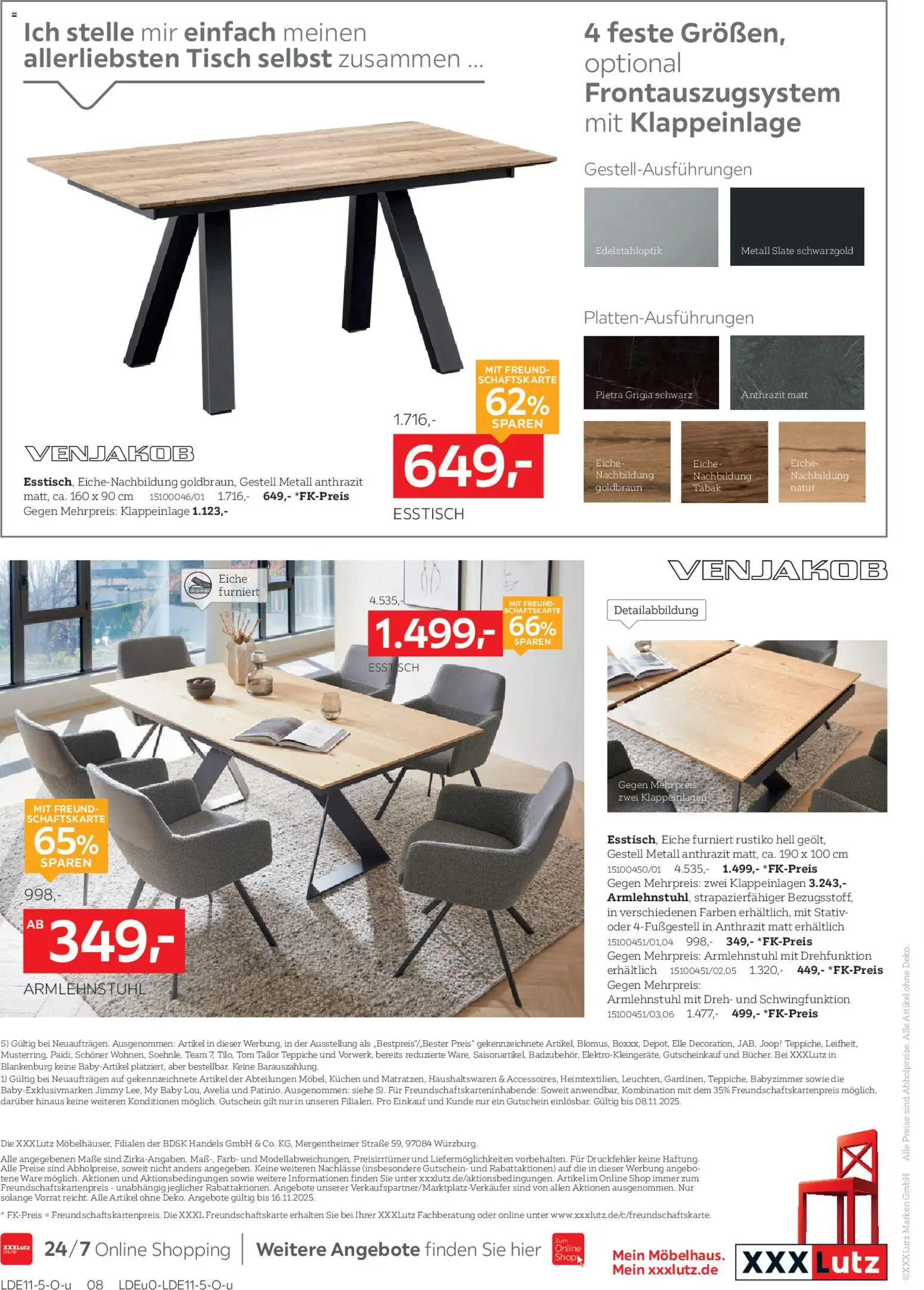 XXXL Lutz VENJAKOB Spezial – gültig ab 02.11.2025 | Seite: 8 | Produkte: Esstisch, Tisch, Kuchen, Stativ