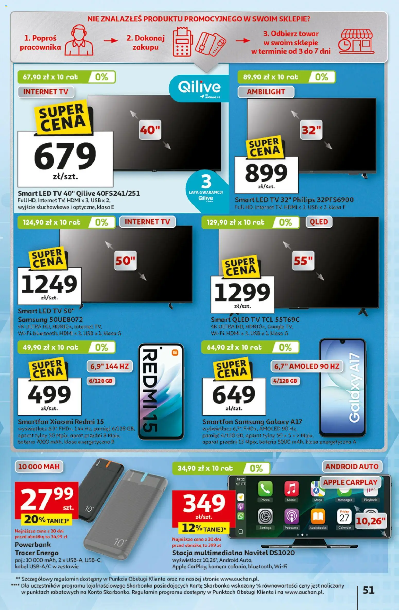 Auchan gazetka - 30 Lat Hipermarket od 29.04.2026 | Strona: 51 | Produkty: Smartfon, Kabel, USB, Powerbank