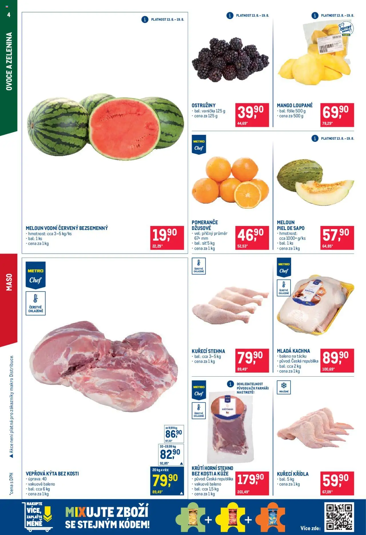 Makro leták - Gastronomie od 13.08.2025 | Strana: 4 | Produkty: Pomeranče, Vepřová Kýta, Kuřecí stehna, Meloun vodní