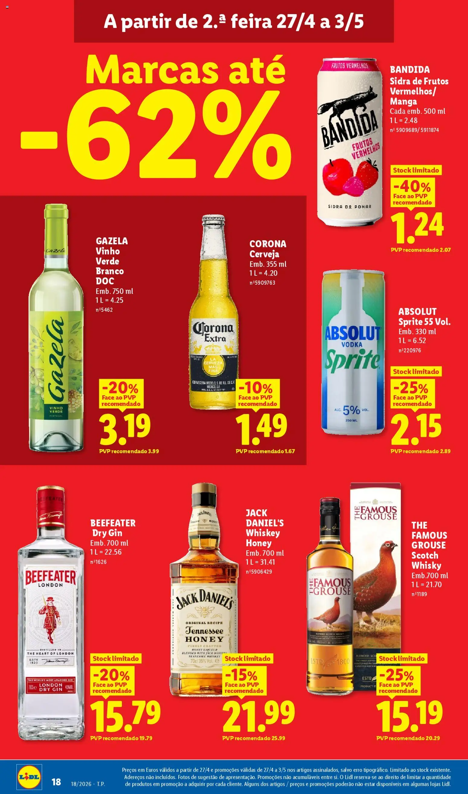 Lidl folheto │ válido de 27.04.2026 | Página: 18 | Produtos: Vinho, Cerveja, Gin, Vodka