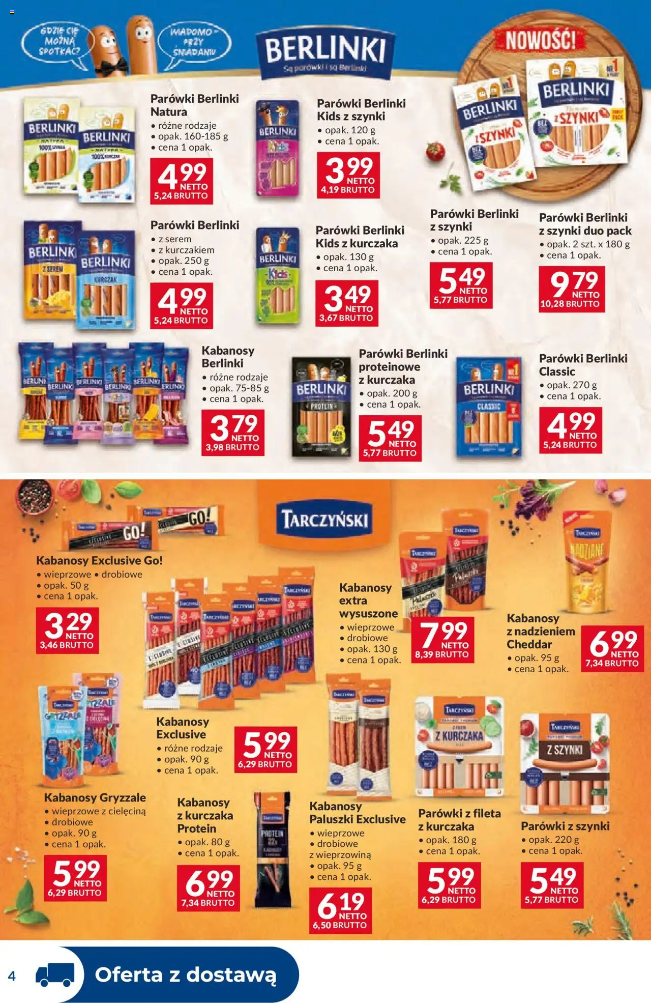Makro Gazetka - Dystrybucja do sklepów od 16.09.2025 | Strona: 4 | Produkty: Kabanosy z kurczaka, Kabanosy, Parówki, Paluszki