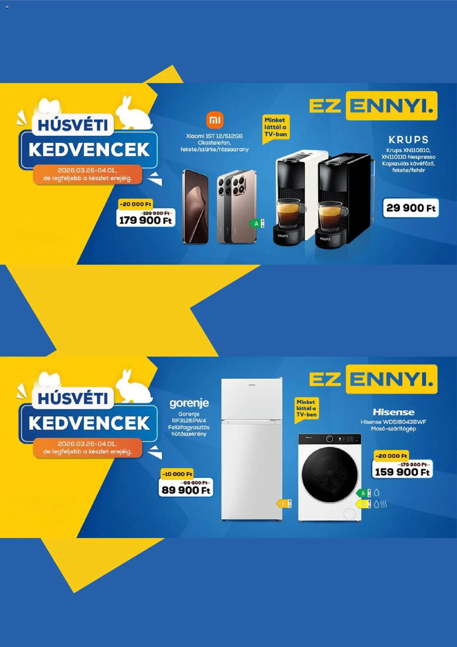 Euronics akciós ujság - amely érvényes a következő dátumtól: 26.03.2026 | Oldal: 1 | Termékek: Hűtőszekrény, Xiaomi