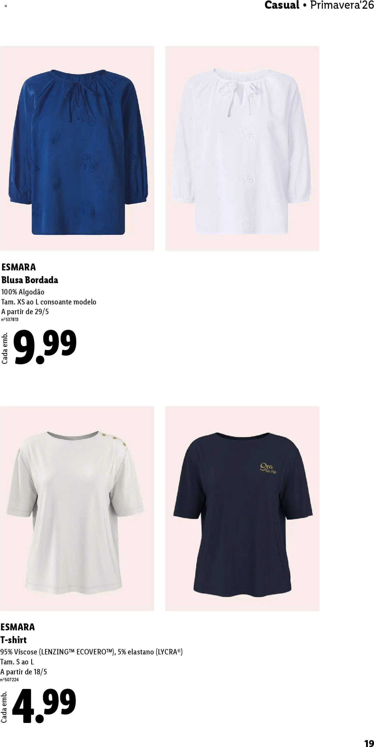 Lidl folheto Esmara │ válido de 20.04.2026 | Página: 19 | Produtos: Algodão, Blusa