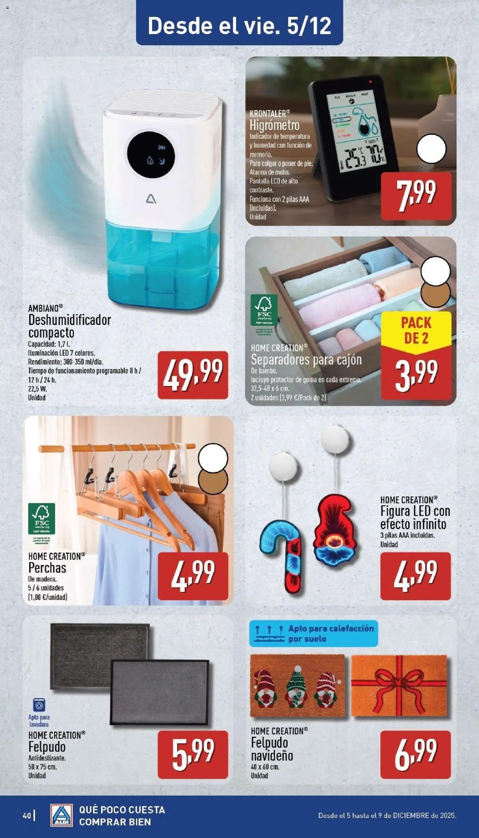 Aldi folleto Península │ válido desde el 01.12.2025 | Página: 40 | Productos: Lavadora, Galette de chaise, Felpudo