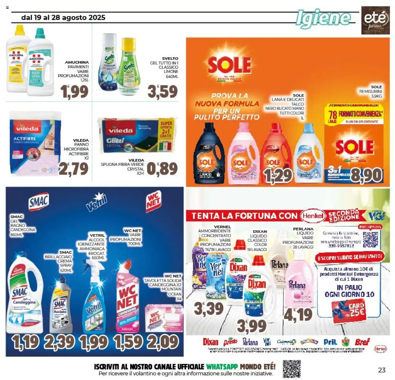 Volantino Eté del 19.08.2025 | Pagina: 23 | Prodotti: Spugna, Crema, Limone, Bagno