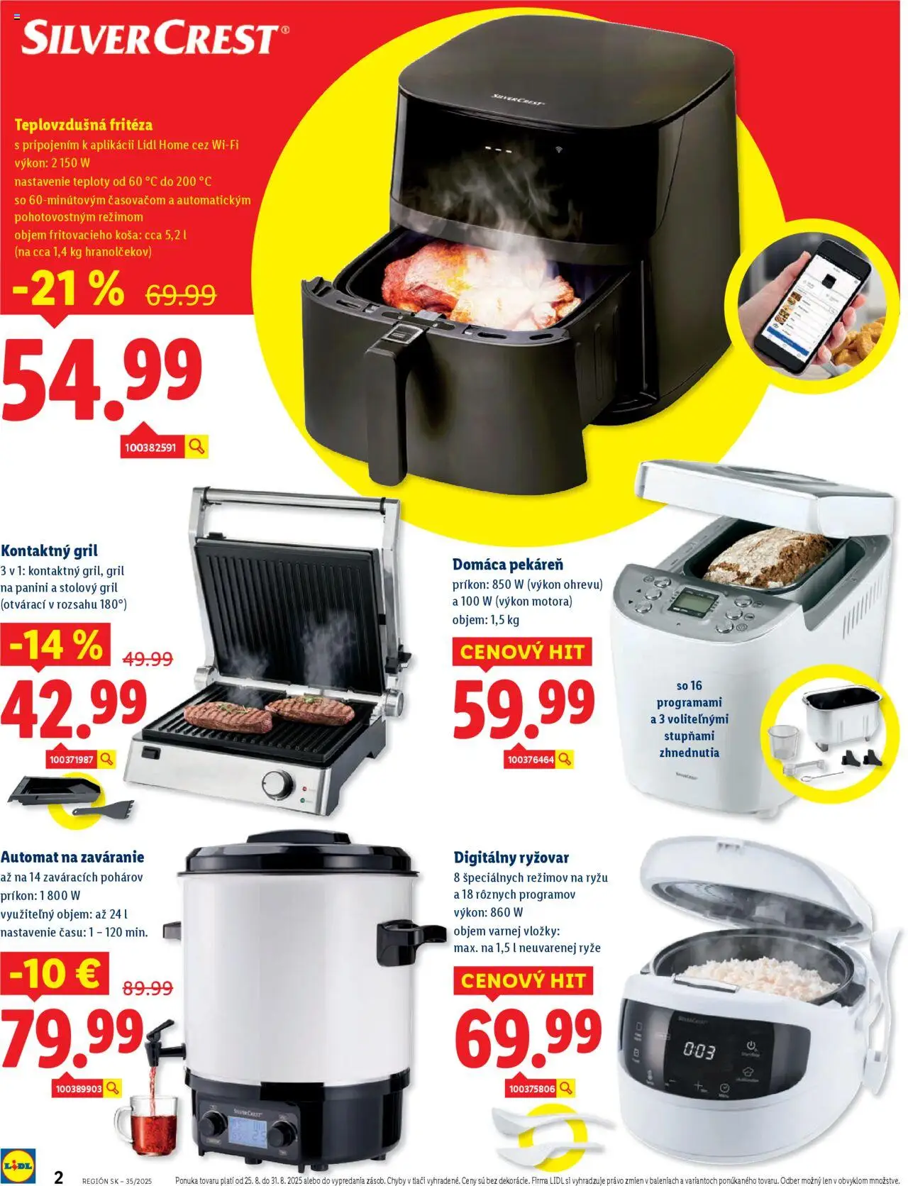 Lidl online magazín │ platný od 25.08.2025 | Strana: 2 | Produkty: Gril, Fritéza, Teplovzdušná frítéza