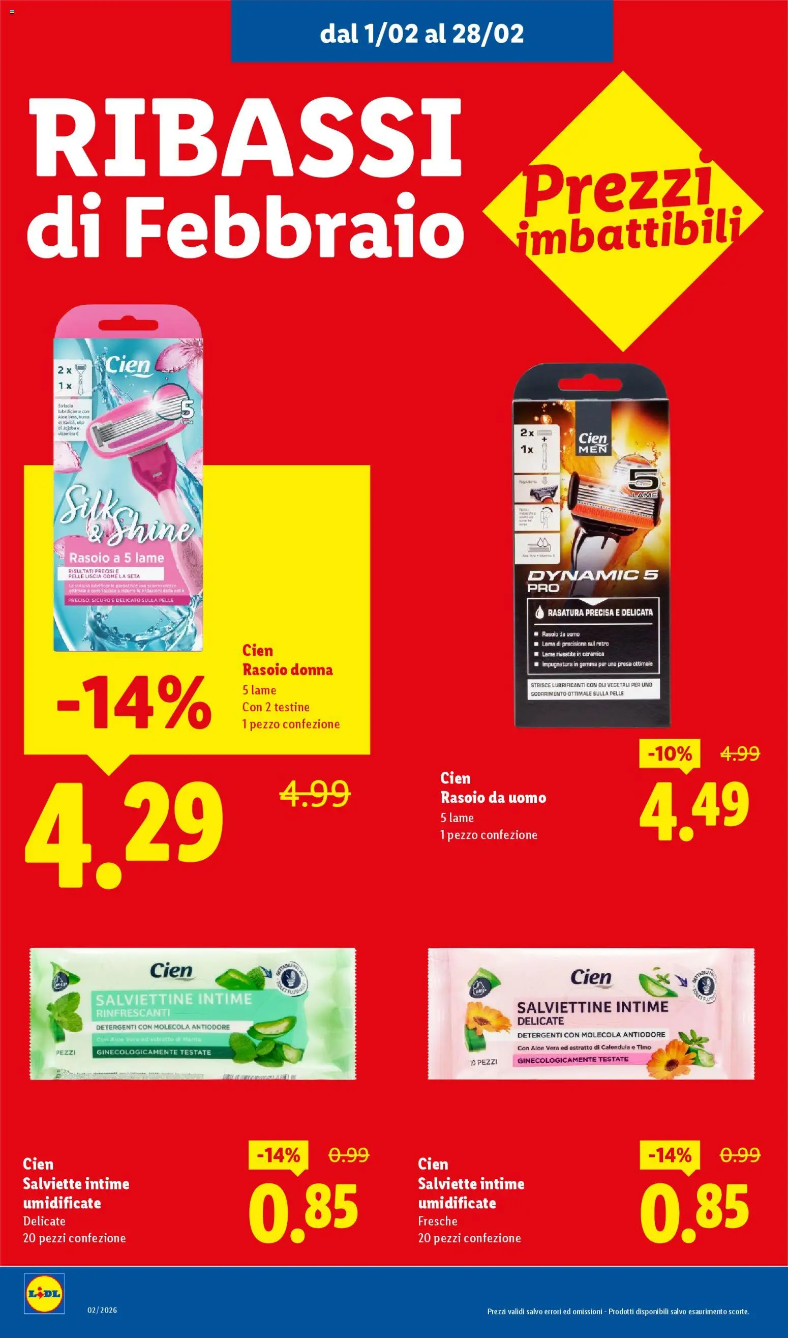 Volantino Lidl del 01.02.2026 | Pagina: 12 | Prodotti: Rasoio, Lubrificante, Menta, Presa