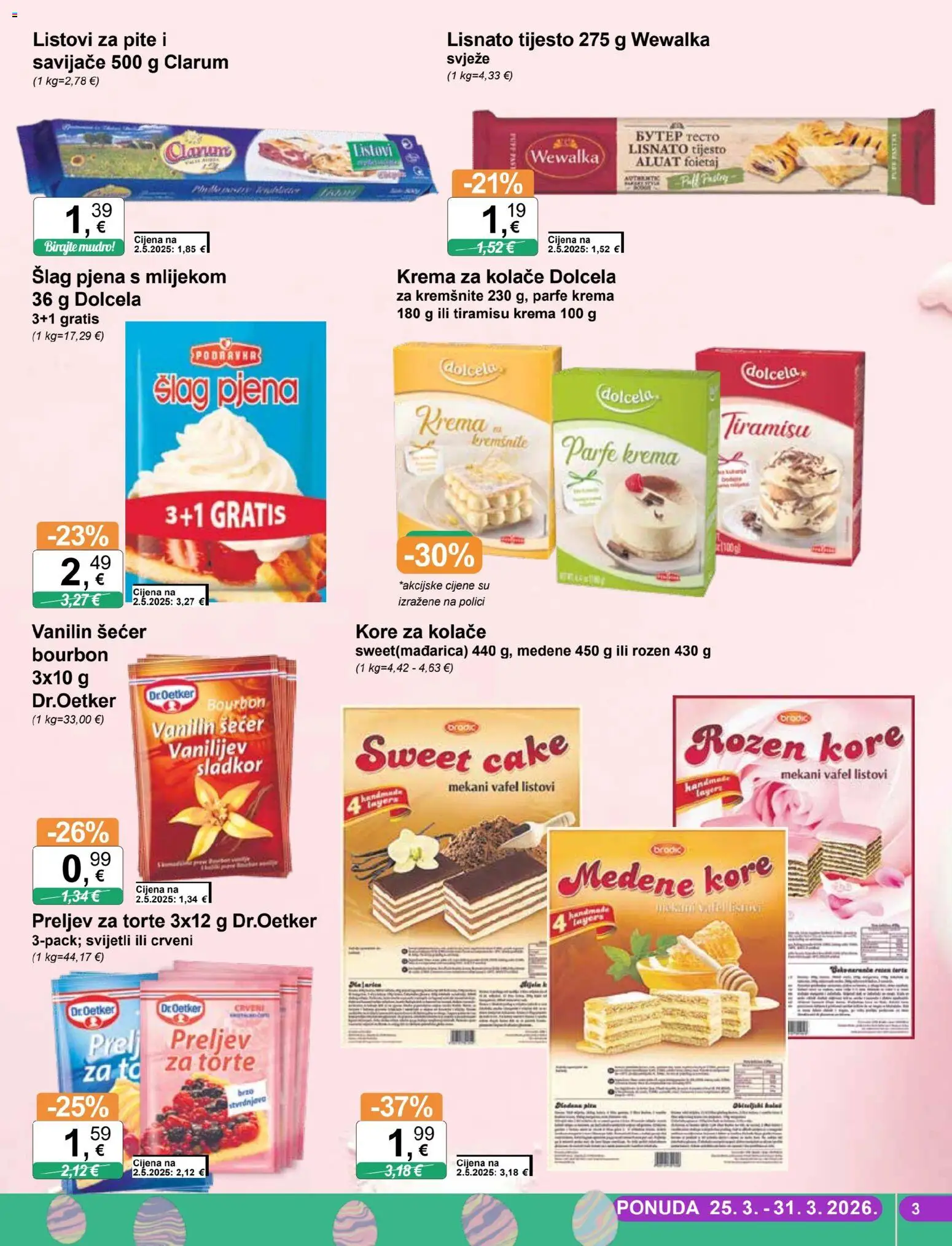 KTC katalog | vrijedi od 25.03.2026 | Stranica: 3 | Proizvodi: Krema, Lisnato tijesto, Šećer, Šlag