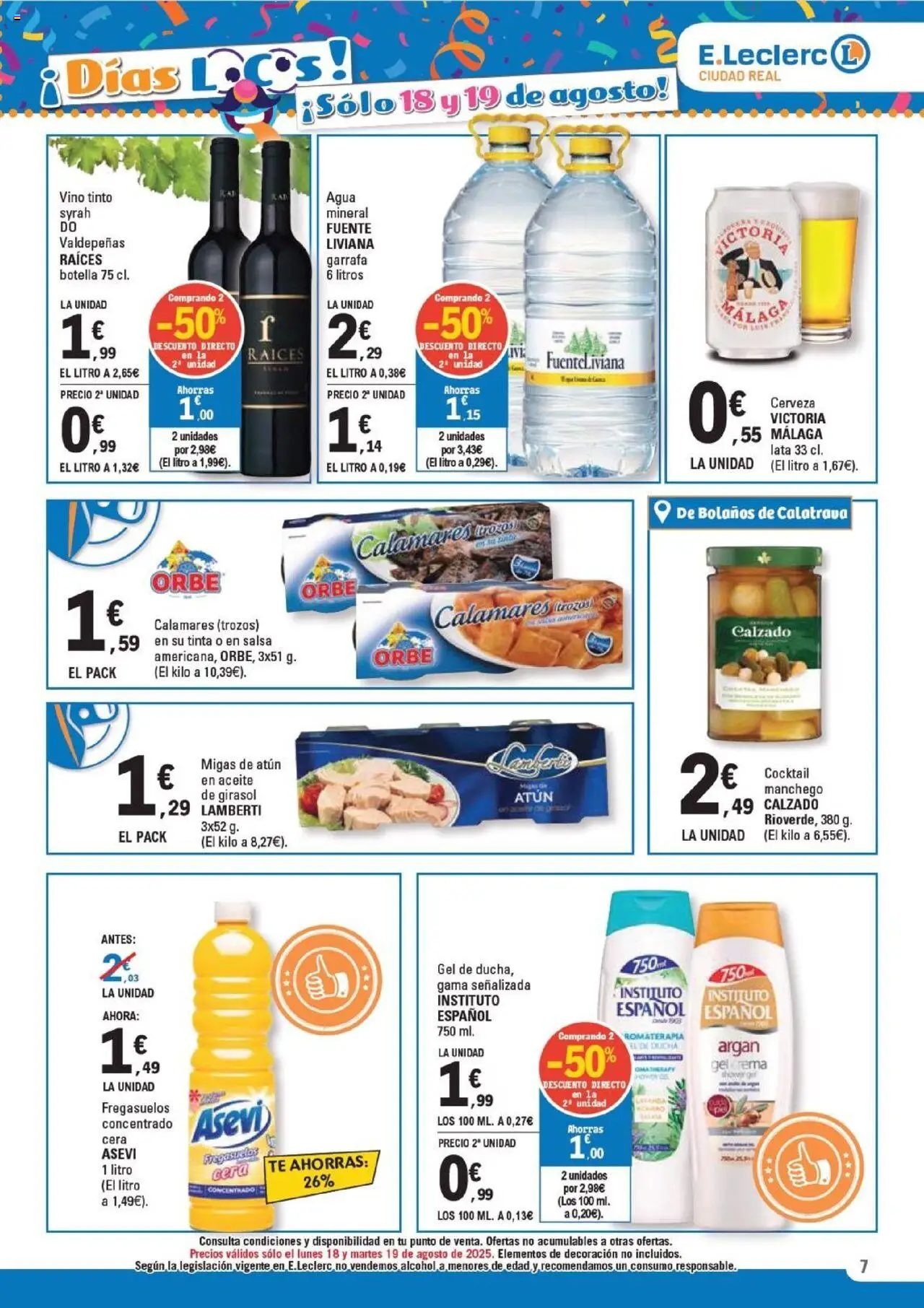 E.Leclerc folleto │ válido desde el 11.08.2025 | Página: 7 | Productos: Calamares, Aceite, Crema, Té