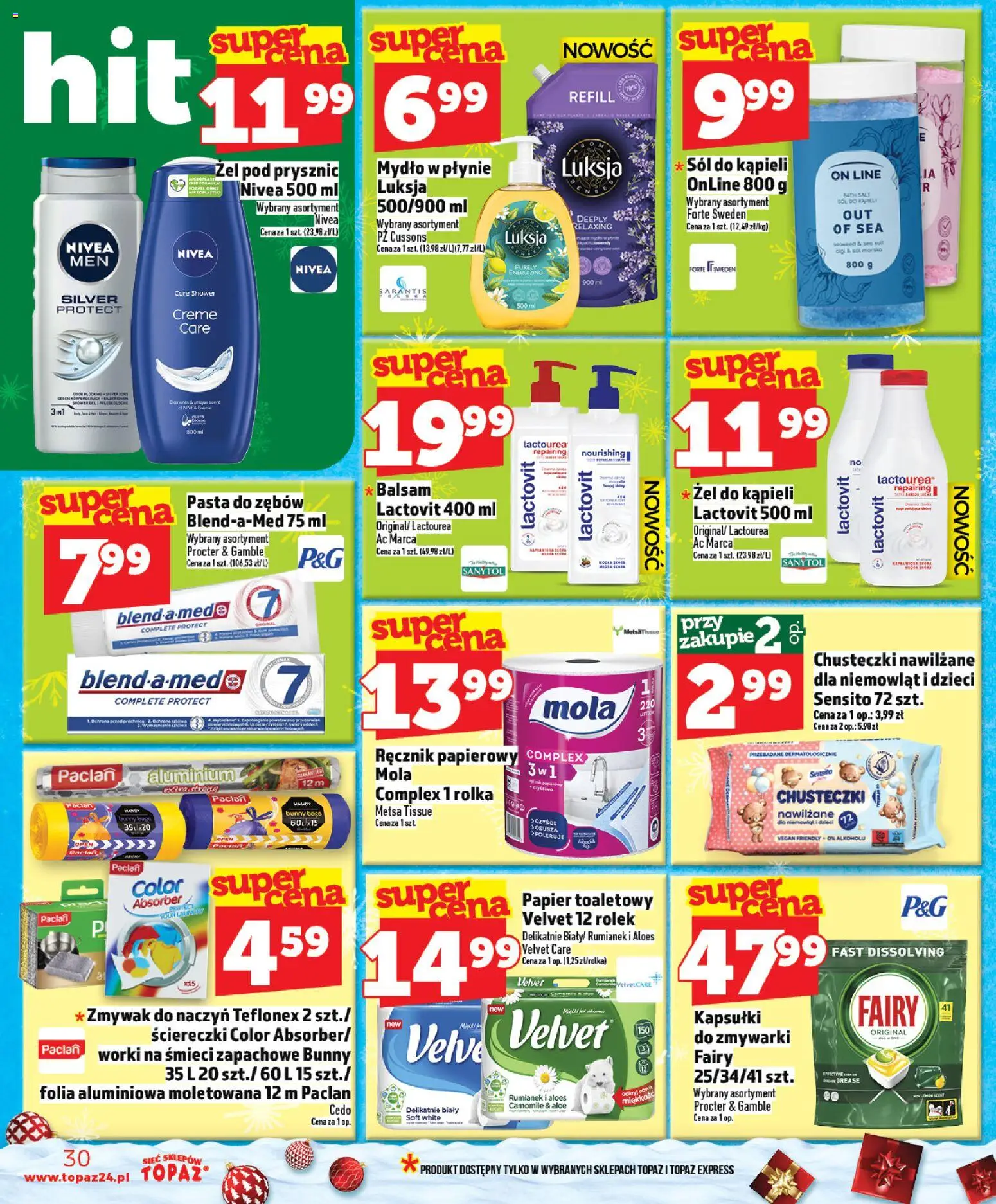 Topaz Gazetka MAZ od 04.12.2025 | Strona: 30 | Produkty: Aloes, Prysznic, Mydło, Ręcznik papierowy