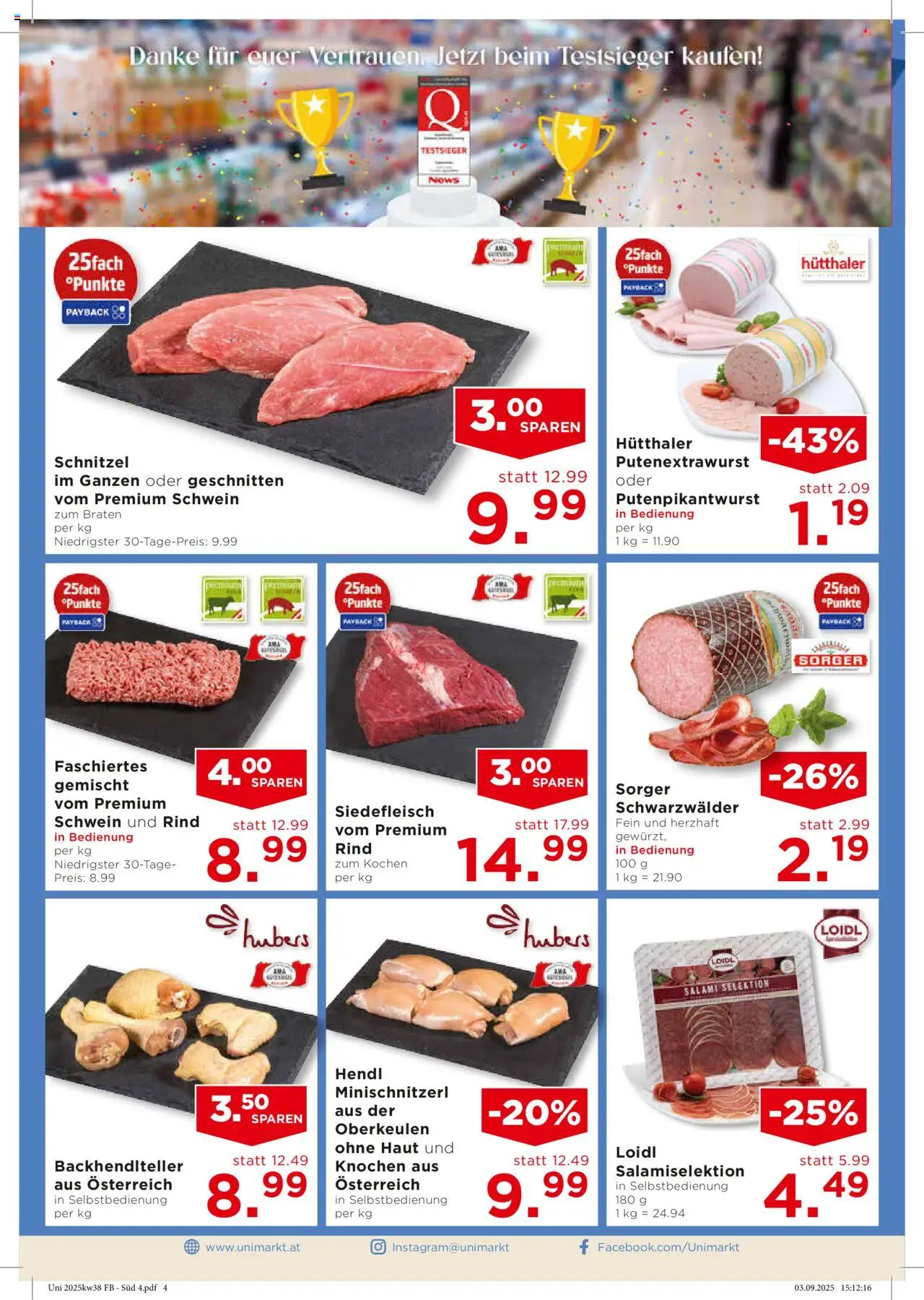 Unimarkt Flugblatt gültig ab 17.09.2025 | Seite: 6 | Produkte: Salami