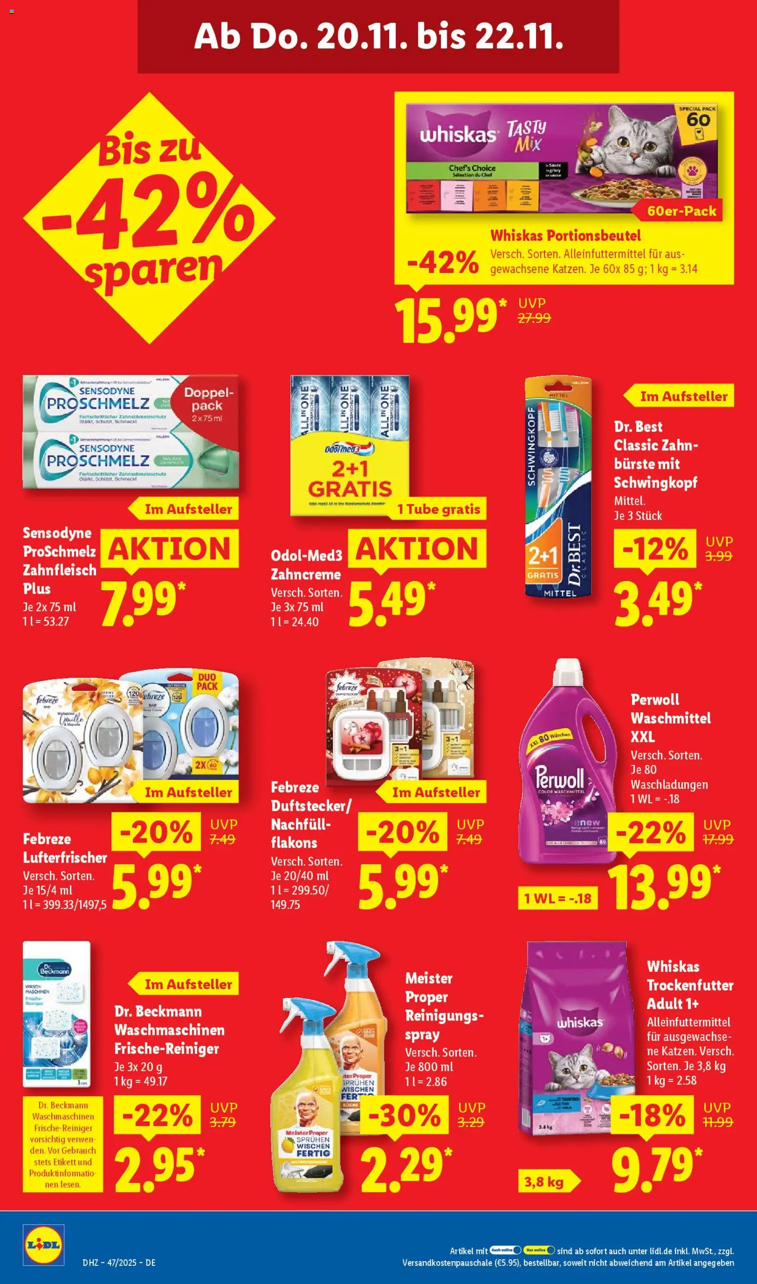 Lidl Prospekt Aarbergen – gültig ab 17.11.2025 | Seite: 58 | Produkte: Perwoll, Bürste, Waschmittel, Whiskas