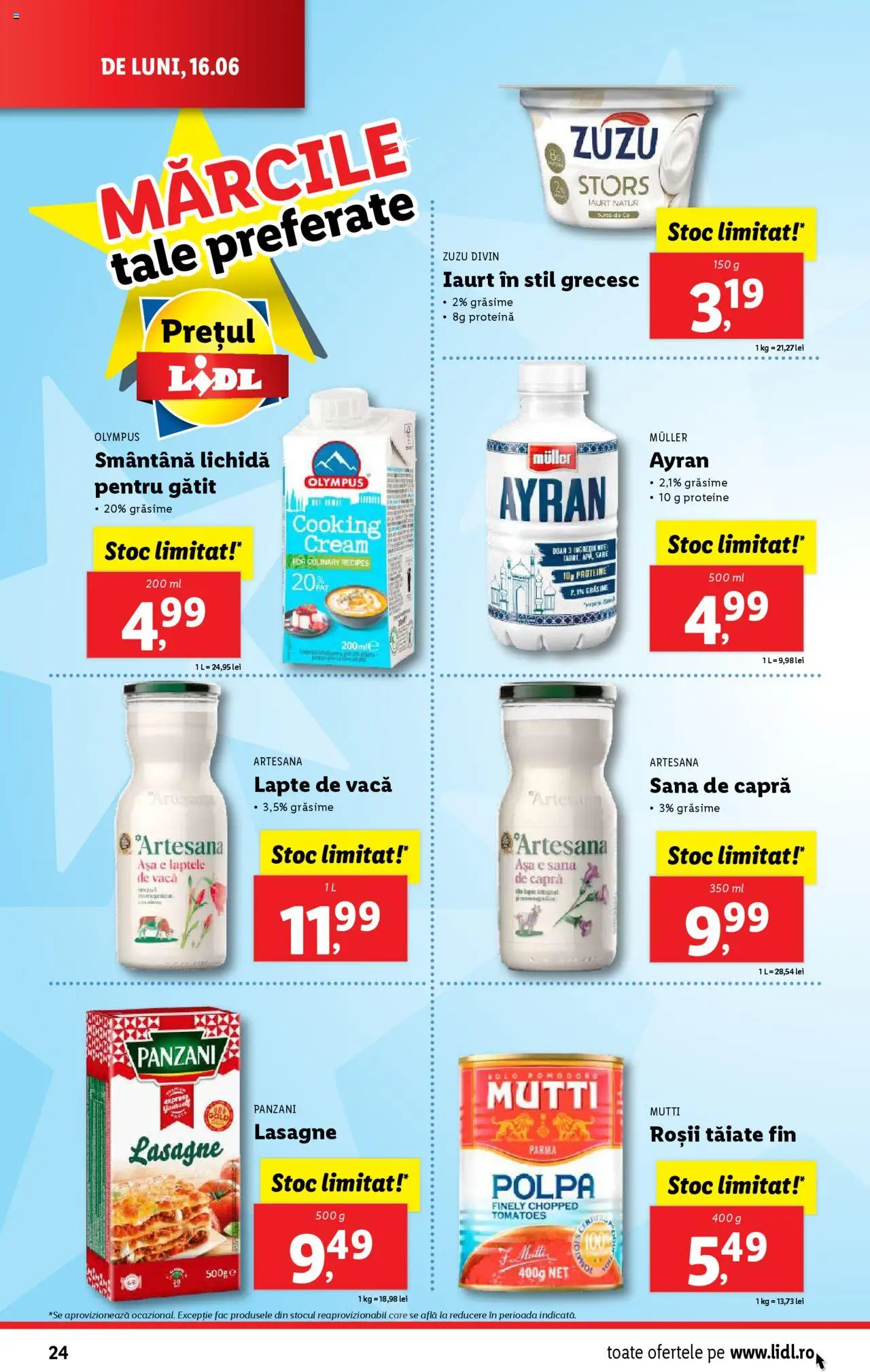 Catalog Lidl – valabil de la 16.06.2025 | Pagină: 24 | Produse: Masaüstü kılıfı, Lapte, Iaurt, Sare