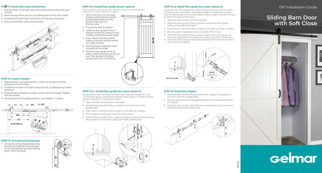 Gelmar -Sliding Barn Door with Soft Close │ valid from 18.08.2025 | Page: 1 | Products: Router, Drill