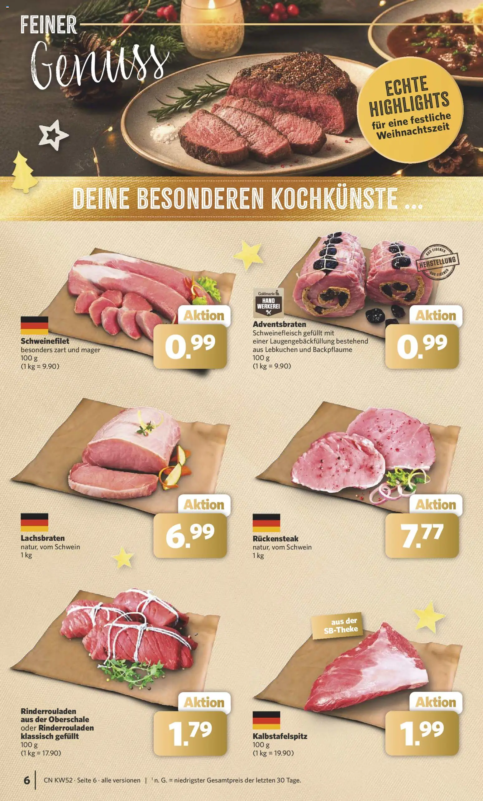 Combi Prospekt 	 – gültig ab 22.12.2025 | Seite: 6 | Produkte: Rinderrouladen, Schweinefilet, Schweinefleisch
