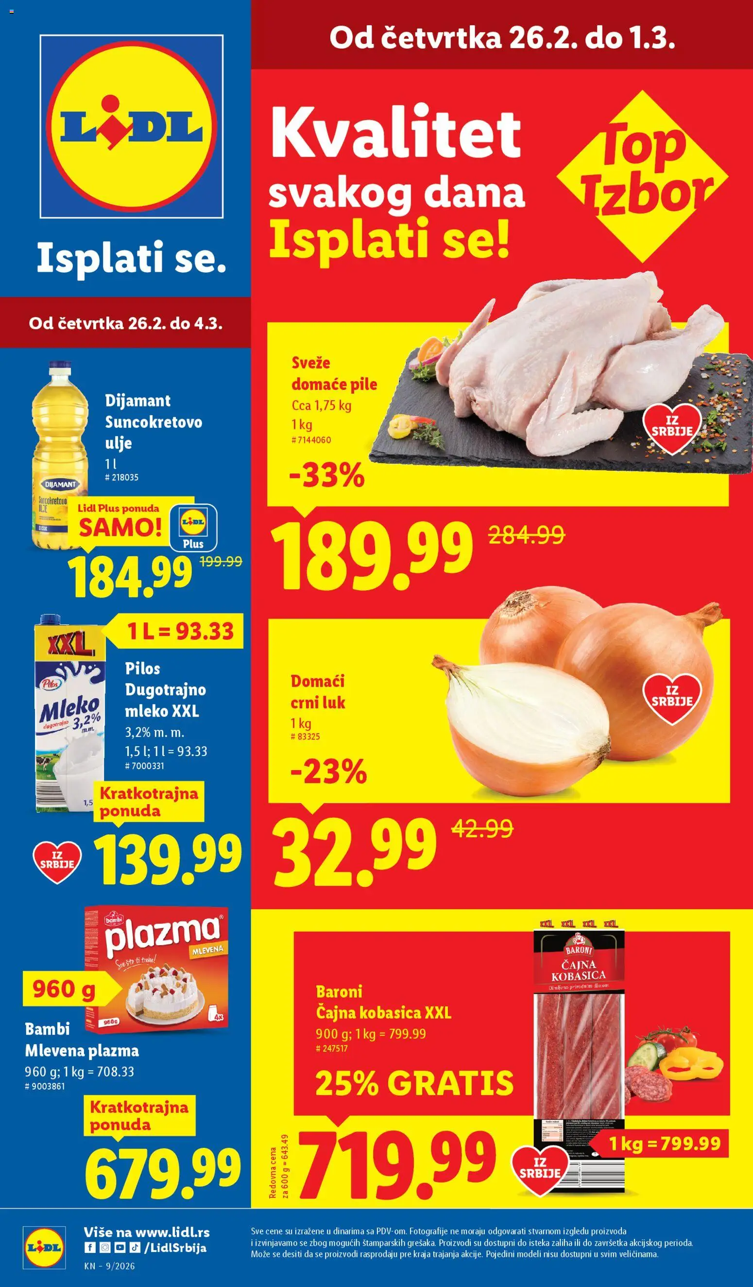 Lidl katalog - važi od 26.02.2026 | Strana: 1 | Proizvode: Plazma, Crni luk, Ulje, Kobasica