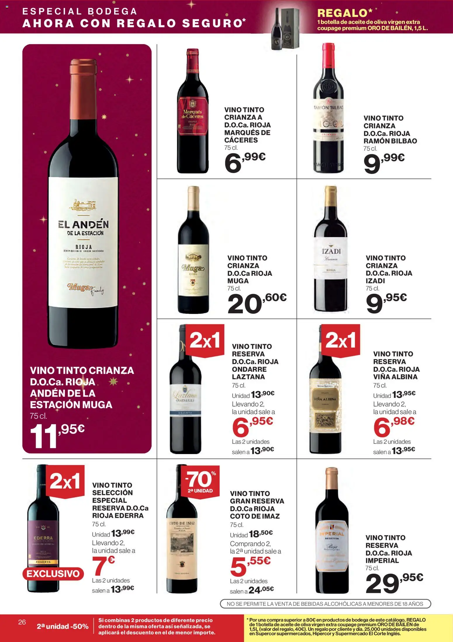 Supercor folleto │ válido desde el 04.12.2025 | Página: 26 | Productos: Aceite, Vino, Aceite de oliva, Aceite de oliva virgen extra