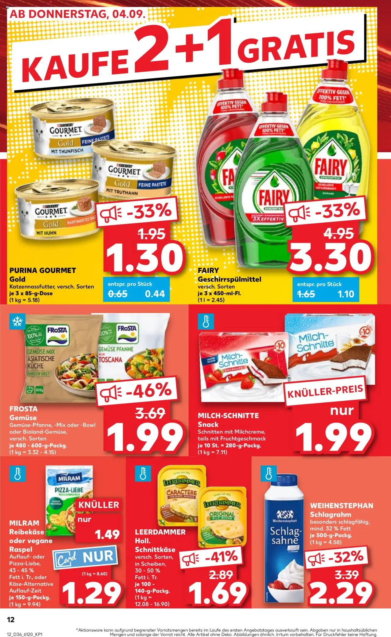 Kaufland prospekt Bremen	 – gültig ab 07.09.2025 | Seite: 12 | Produkte: Frosta, Gemüse, Milram, Purina gourmet gold