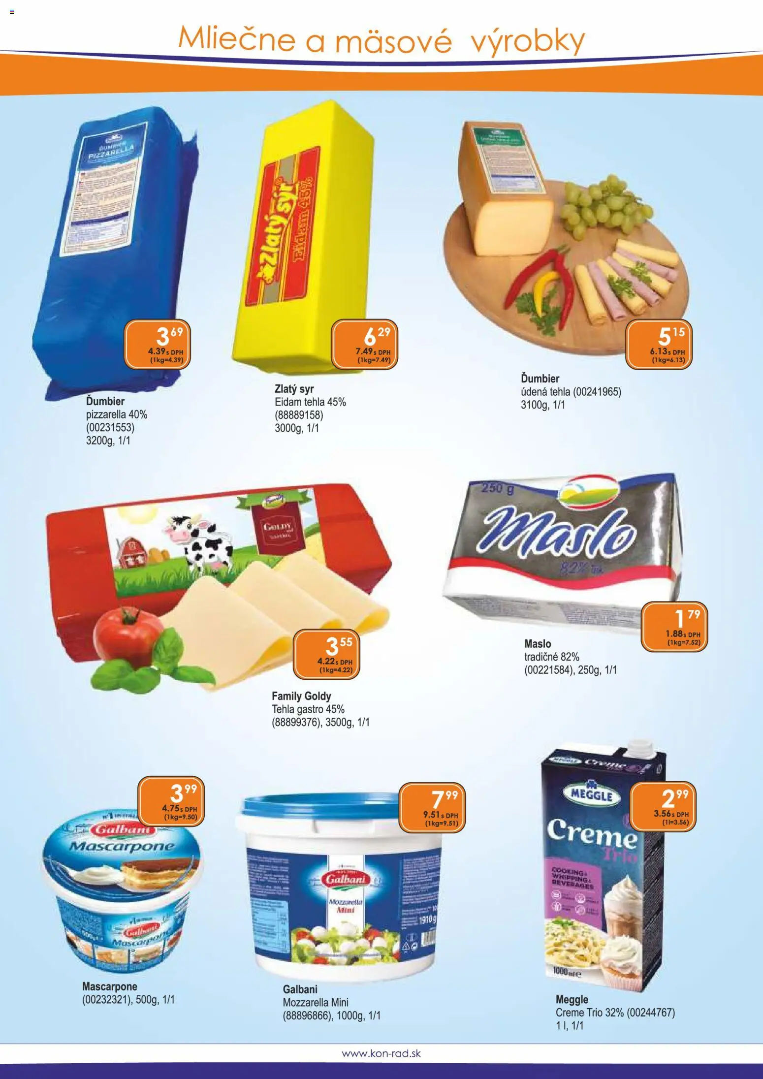 Nové KON - RAD akcie – leták je platný od 01.01.2026 | Strana: 23 | Produkty: Maslo, Syr, Mozzarella, Mascarpone
