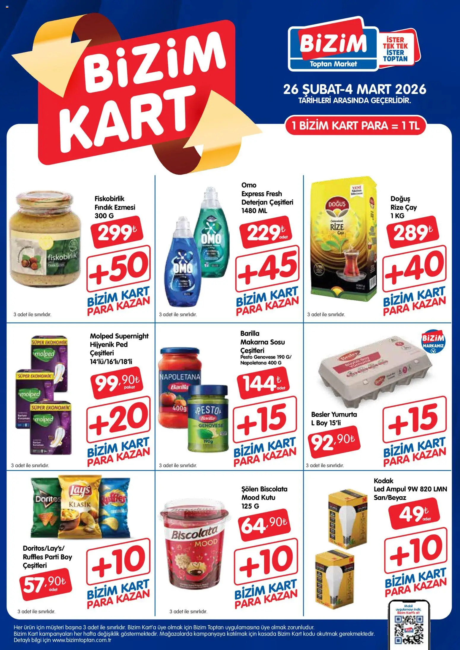 Bizim Toptan - Bizim Kart Katalogu - 26.02.2026 tarihinden itibaren geçerlidir | Sayfa: 1 | Ürünler: Kutu, Deterjan, Makarna sosu, Fındık