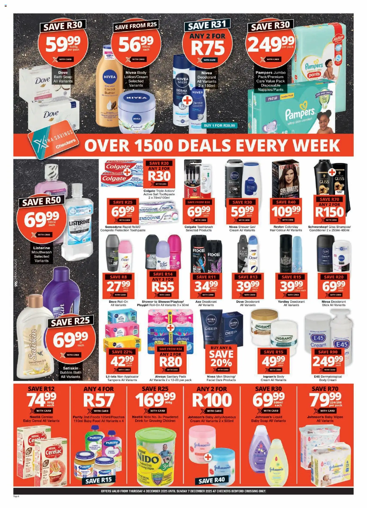New Checkers catalogue – valid from 04.12.2025 | Page: 6 | Products: Bath, Shower, Deodorant, Toothpaste