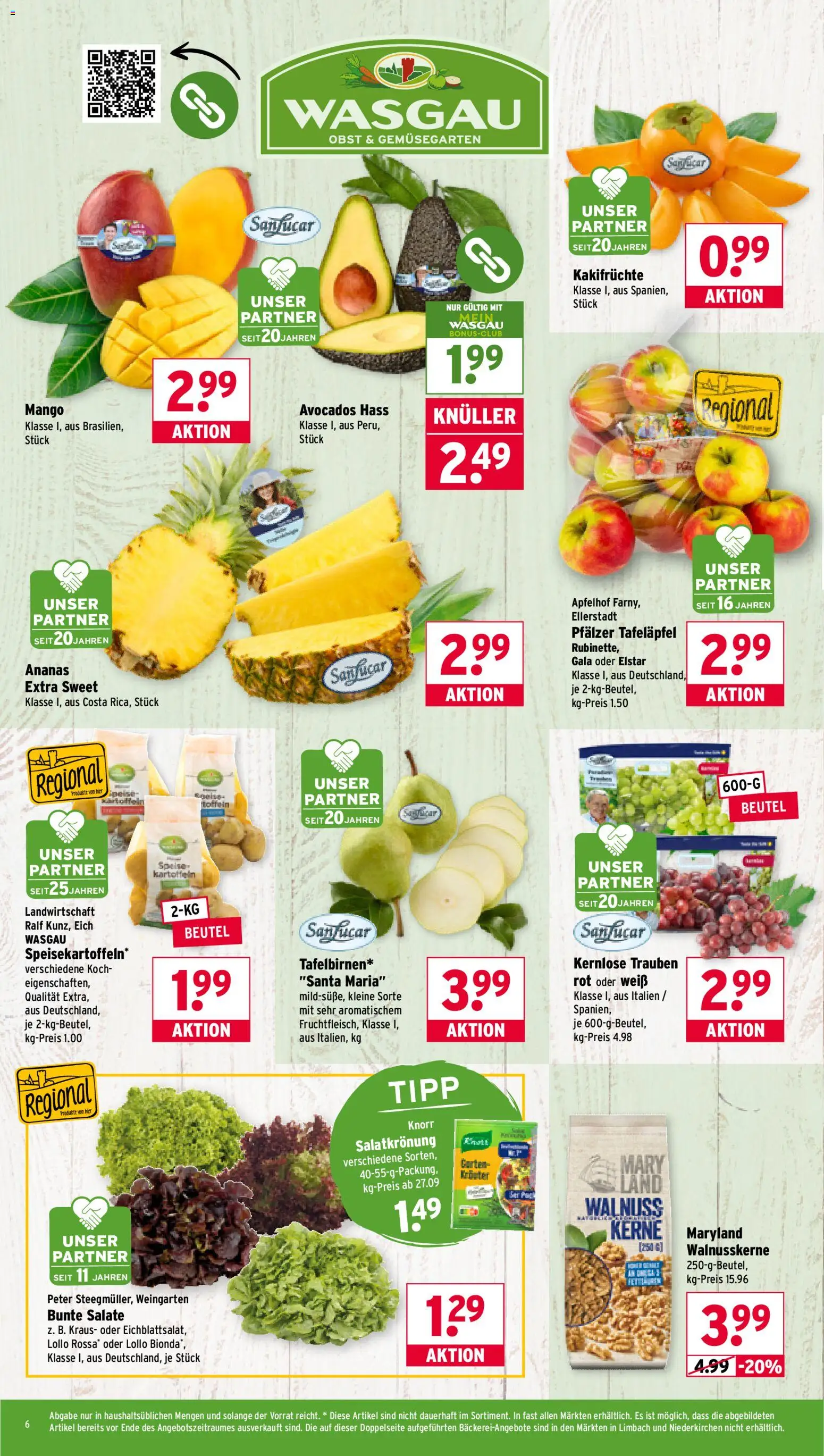 Wasgau Prospekt 	 – gültig ab 27.10.2025 | Seite: 6 | Produkte: Trauben, Knorr, Obst, Mango