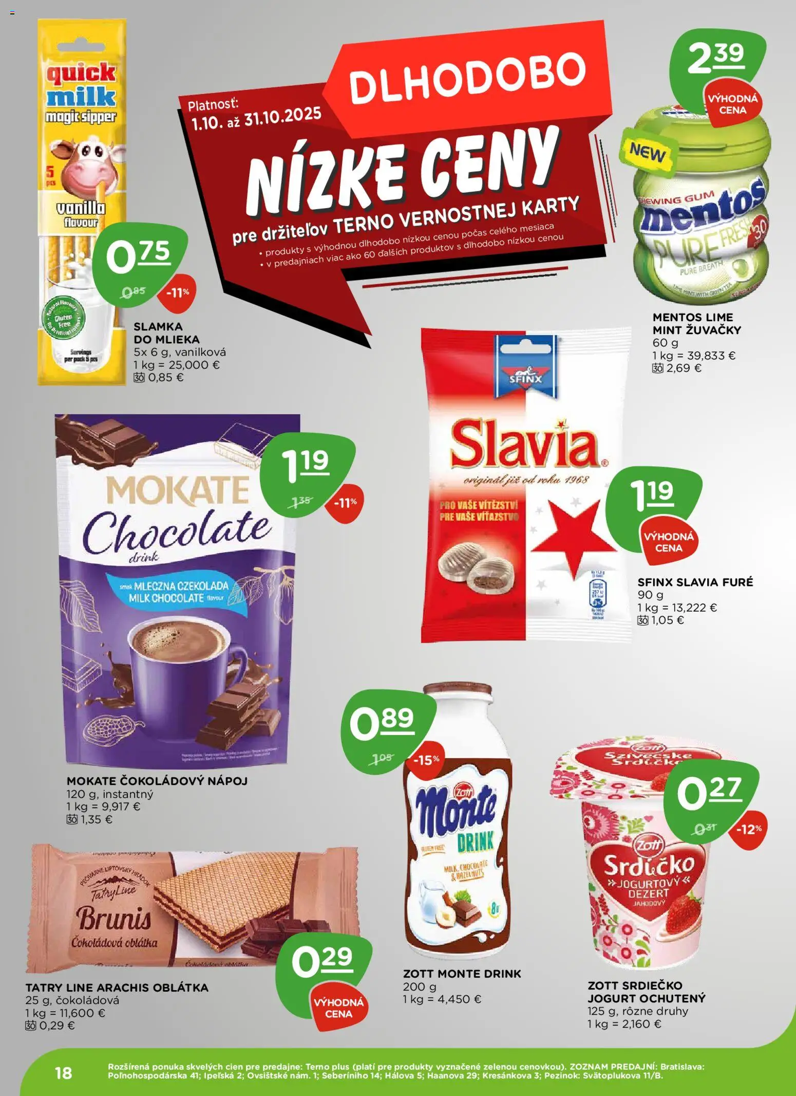 Nové Terno akcie – leták je platný od 23.10.2025 | Strana: 18 | Produkty: Jogurt
