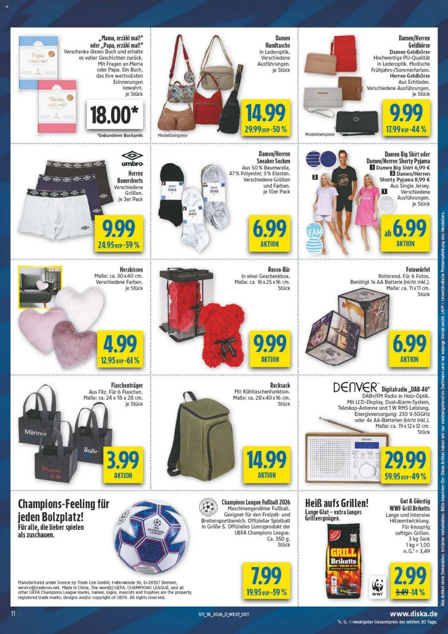 Diska - Diska Angebote Sachsen-Thüringen KW18 – gültig ab 27.04.2026 | Seite: 11 | Produkte: Shirt, Grill, Pyjama, Rucksack