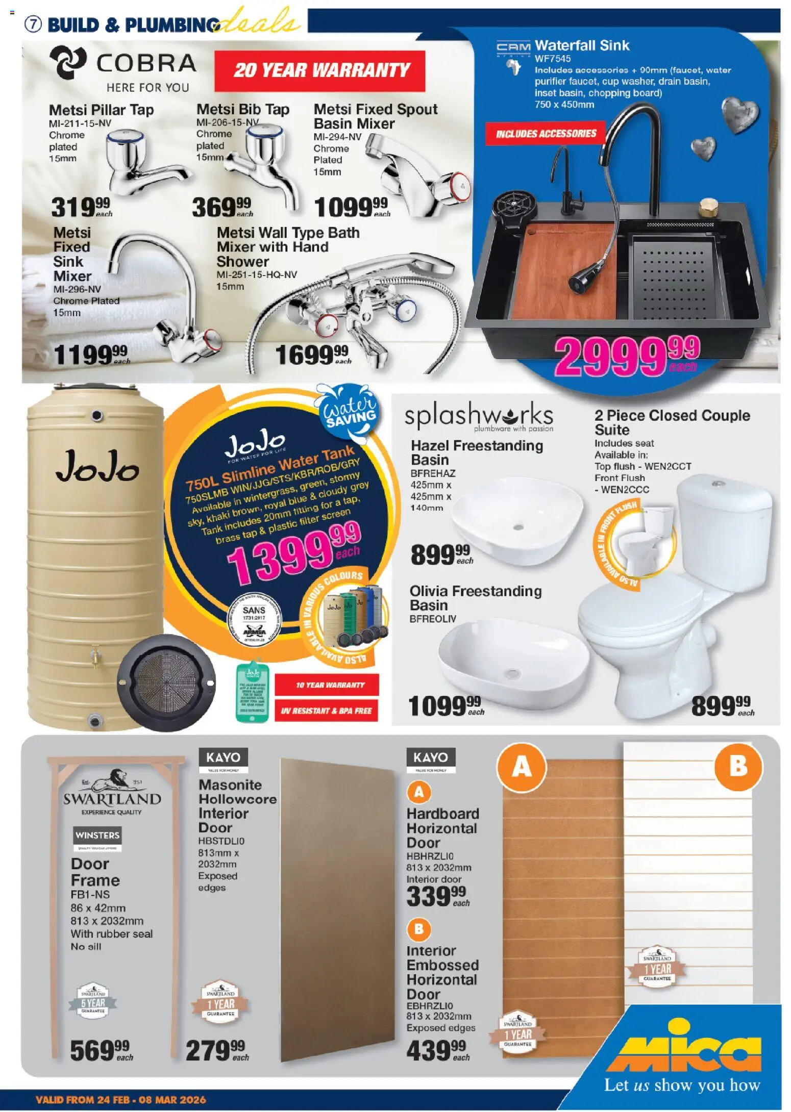 New MICA catalogue – valid from 24.02.2026 | Page: 7 | Products: Tank, Basin, Sink, Water