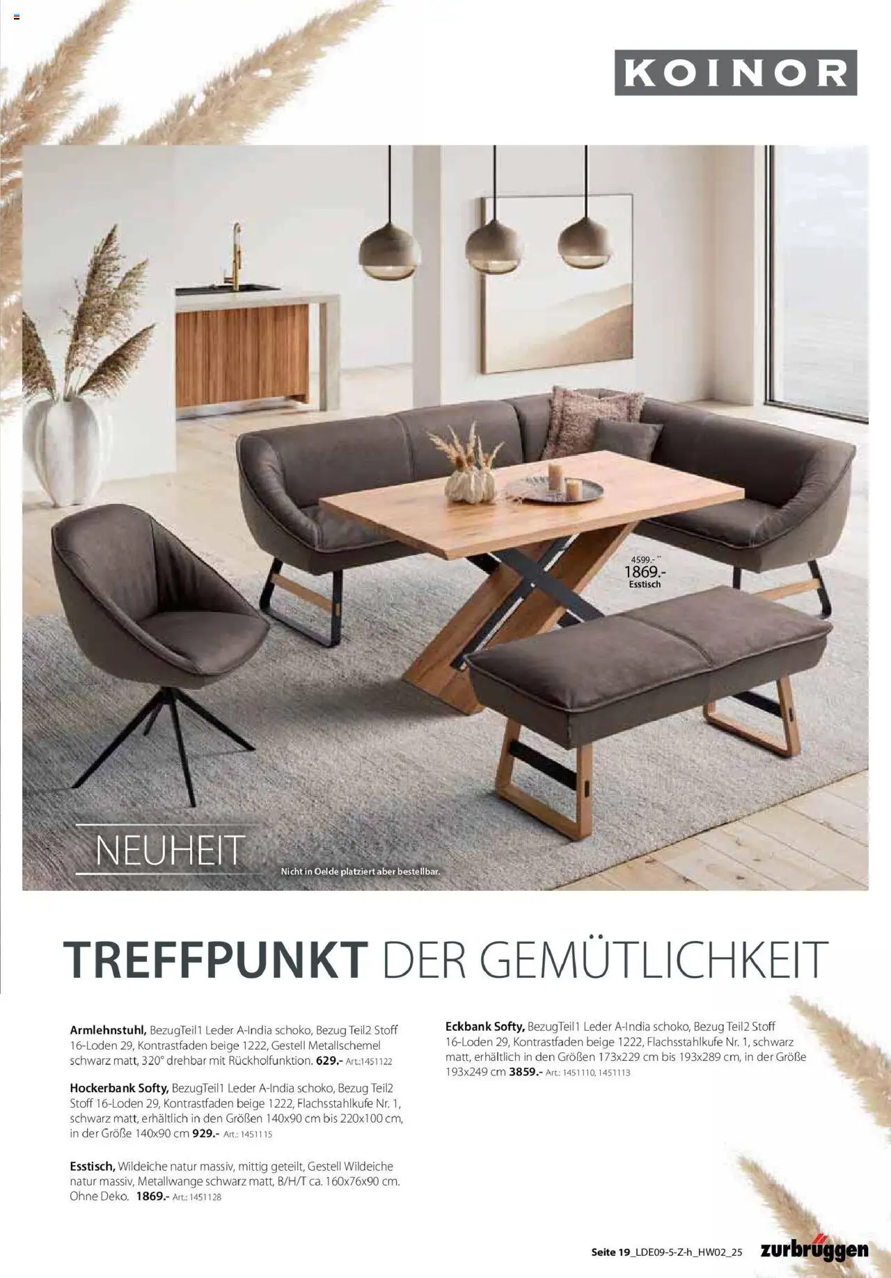 Zurbrüggen Wohnen – gültig ab 28.09.2025 | Seite: 31 | Produkte: Esstisch, Eckbank