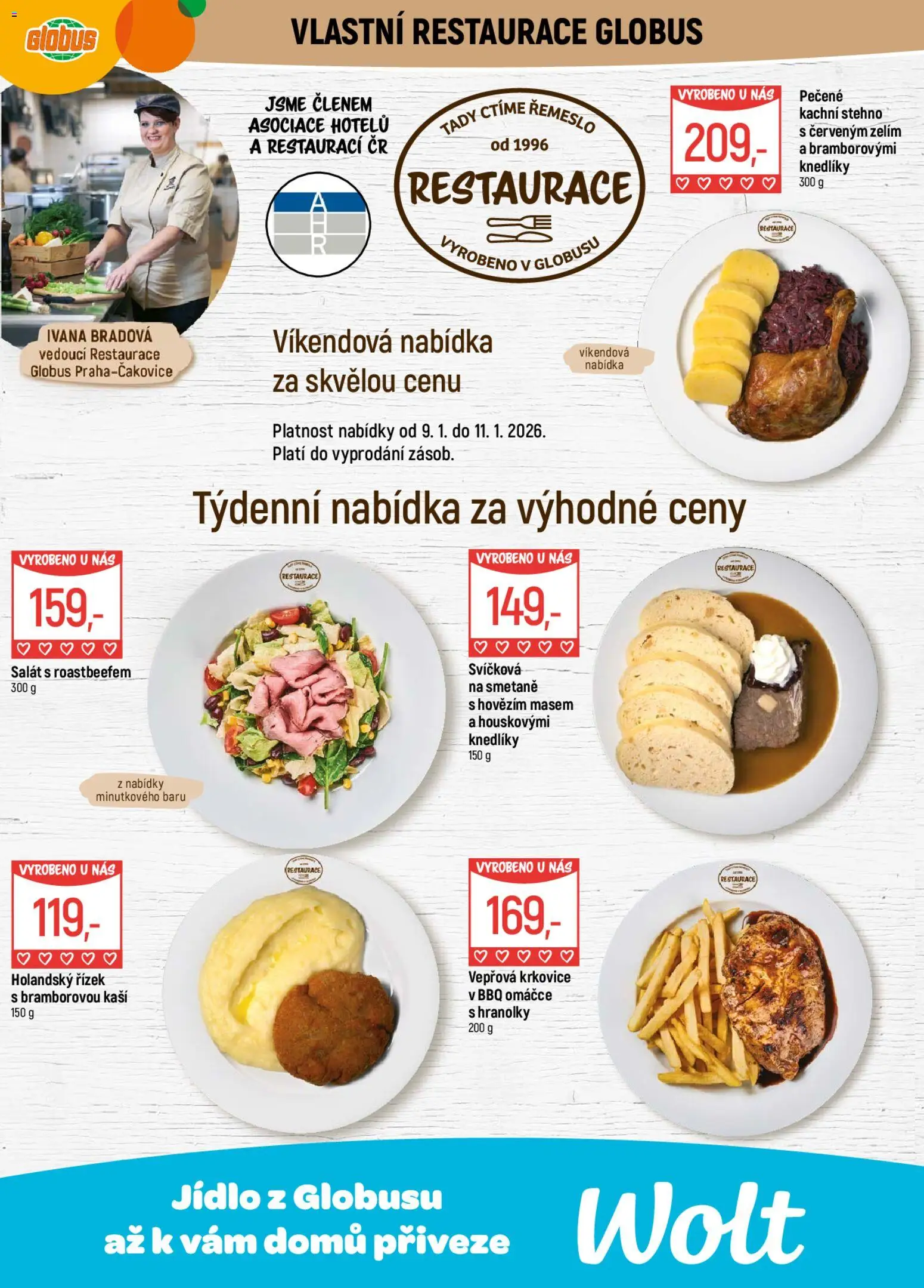 Globus leták od 07.01.2026 | Strana: 9 | Produkty: Holandský řízek, Hranolky, Salát, Krkovice