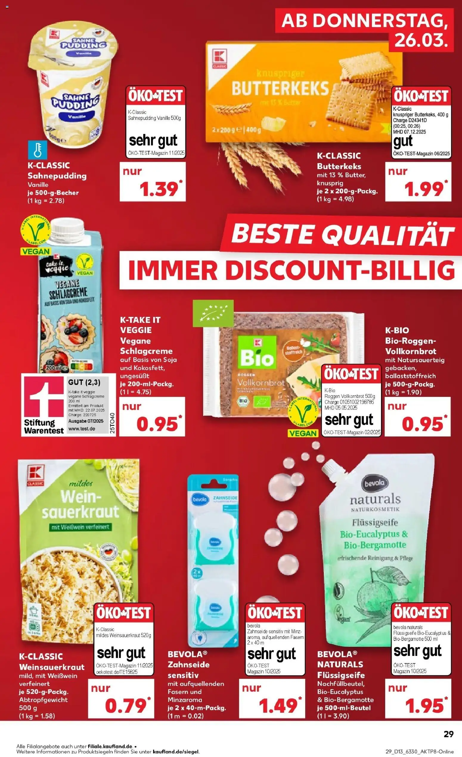 Kaufland Prospekt Alfeld (Leine)	 – gültig ab 26.03.2026 | Seite: 29 | Produkte: Weißwein, Vollkornbrot, Wein, Sahne