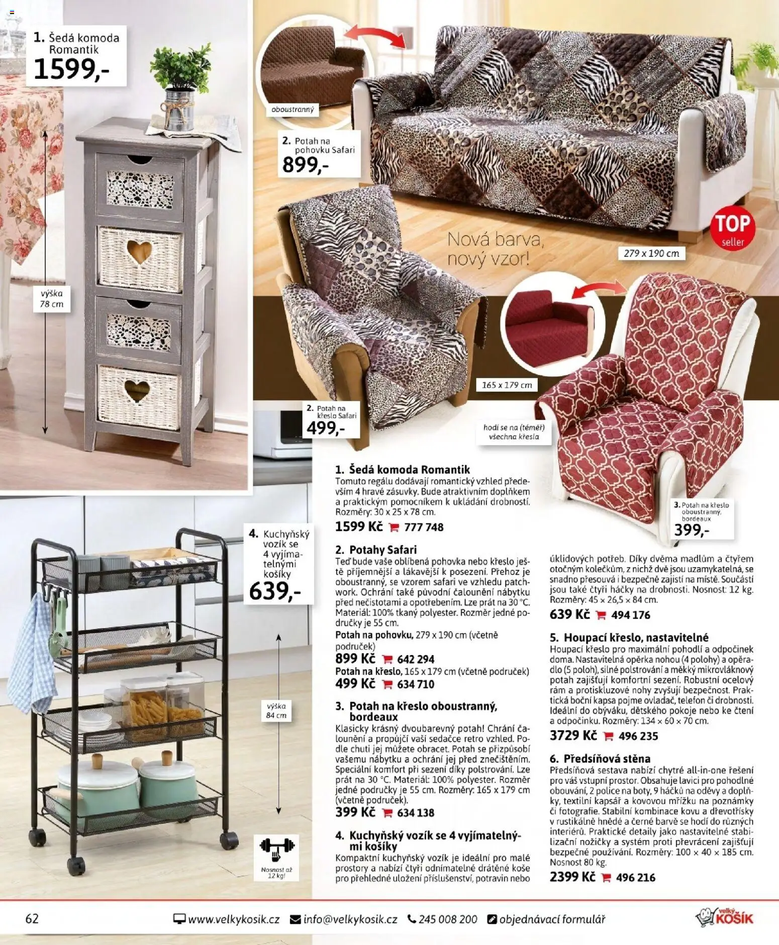 Velký Košík katalog duben 2026 od 01.04.2026 | Strana: 62 | Produkty: Předsíňová stěna, Křesla, Komoda, Police